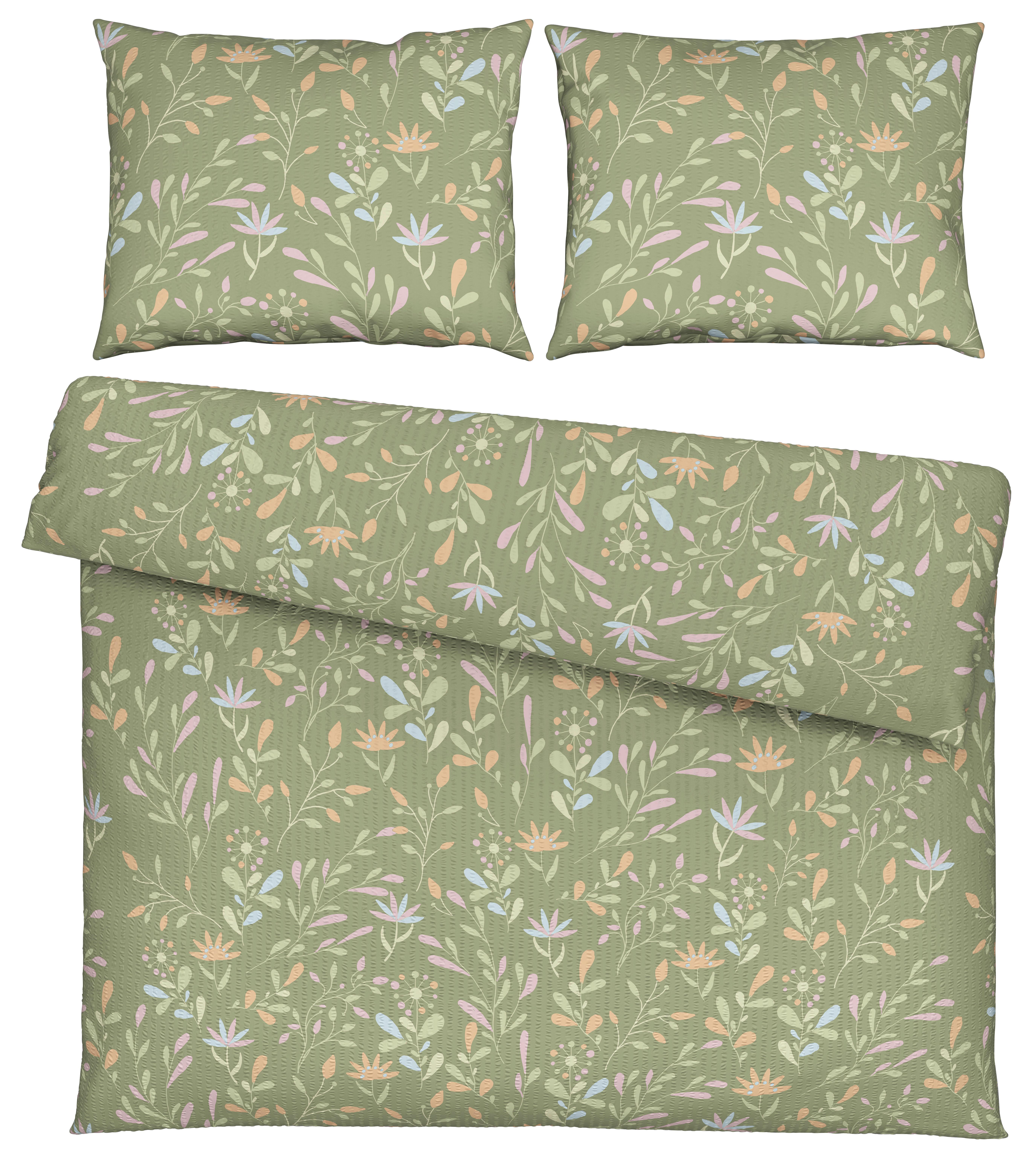 Bettwäsche Marina XXL Grün ca. 200x220cm - Grün, KONVENTIONELL, Textil (200/220cm) - Mömax