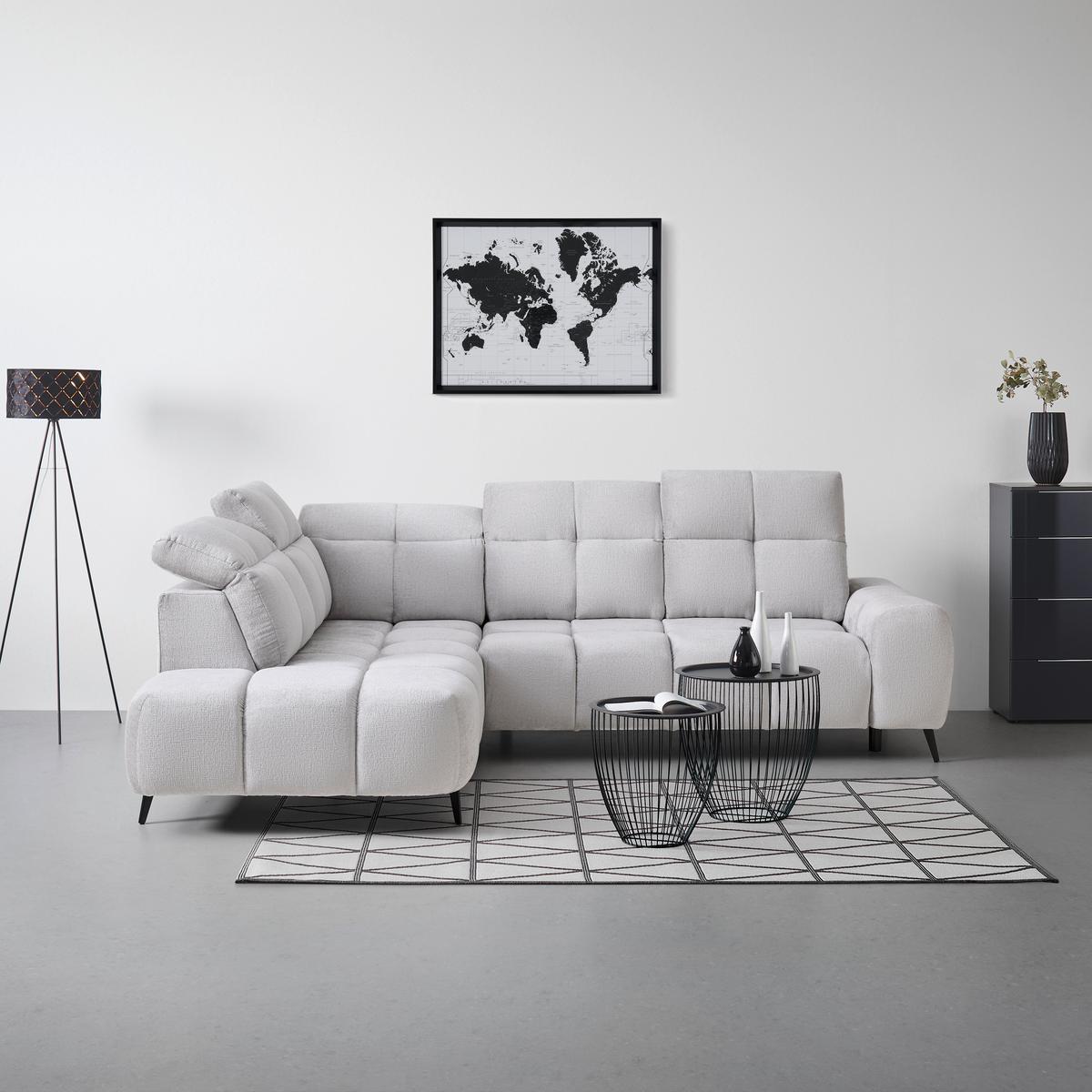 Kutna Garnitura Silvio - svijetlo siva/crna, Moderno, tekstil/metal (225/85-105/275cm) - Mömax