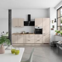 Küchenblock Easytouch High m. Geräten Sandfarben - Sandfarben/Eichefarben, MODERN, Holzwerkstoff/Metall (300cm) - Nobilia