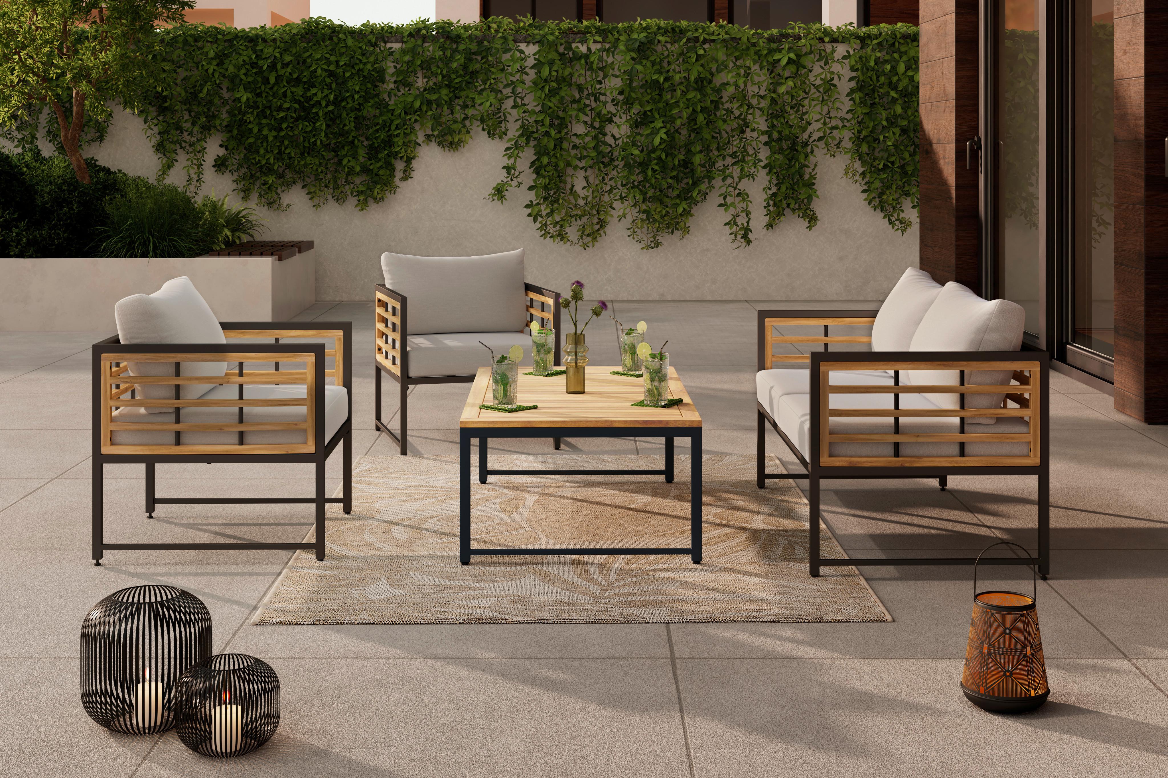 FOTEL TARASOWY ARGOS - Modern, metal/drewno (65/67,5/63,5cm) - Ambia Garden