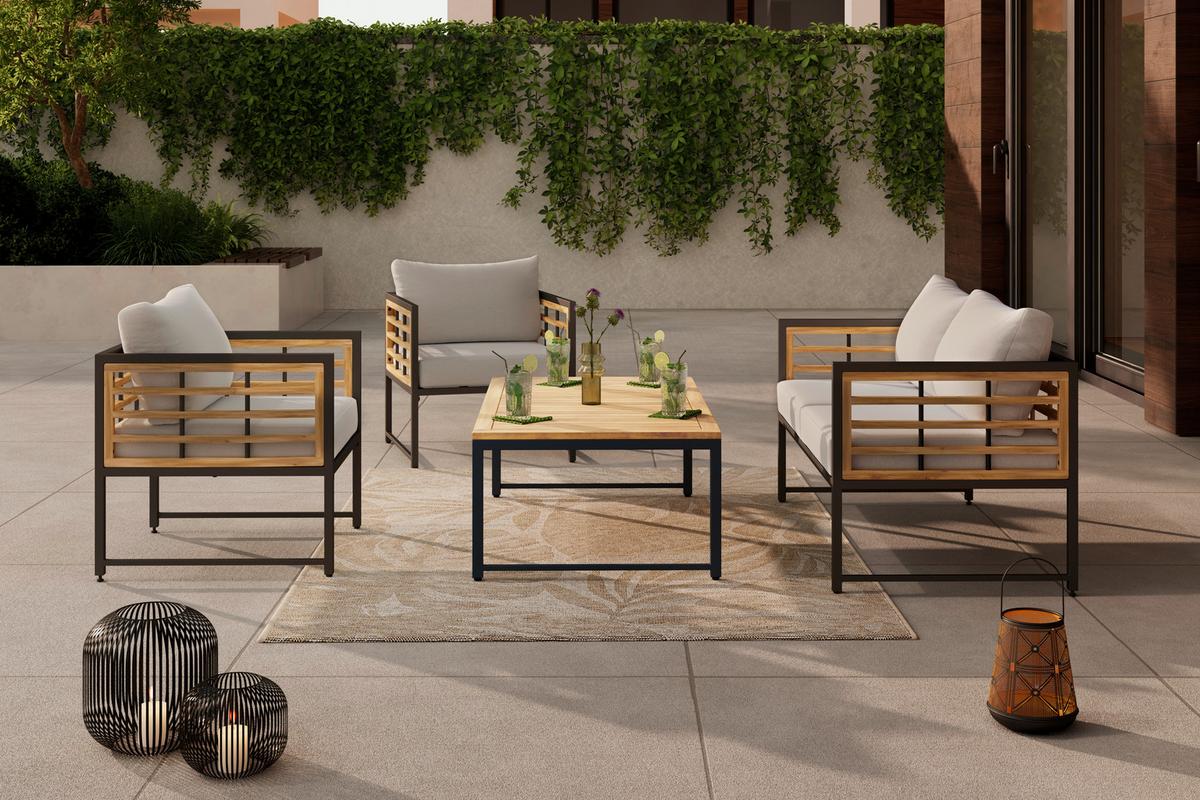 FOTEL TARASOWY ARGOS - Modern, metal/drewno (65/67,5/63,5cm) - Ambia Garden