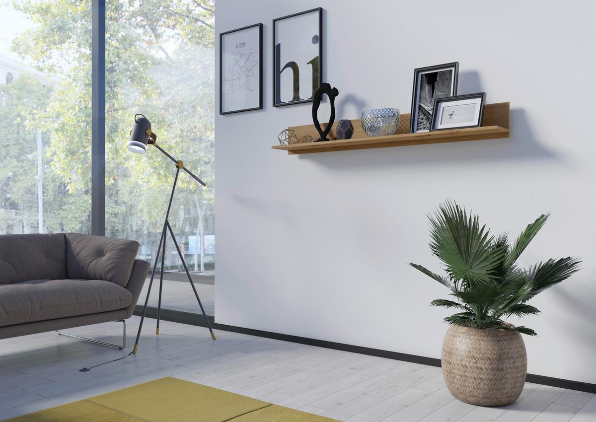 Stenska Polica Luci, Barva Hrasta - hrast artisan, Trend, leseni material (160/20/20cm) - Modern Living