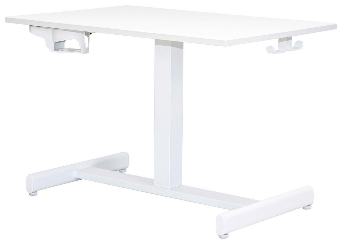 Schreibtisch George Weiß - Weiß, MODERN, Holzwerkstoff/Kunststoff (72,5/48.5-74/48cm) - Mömax