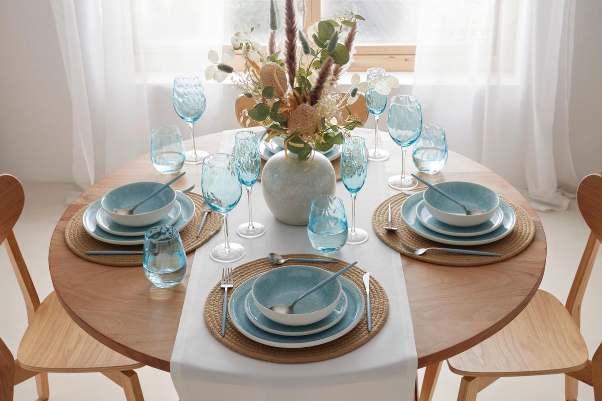 Tafelservice Lividus Blau/Weiß, 12-teilig - Blau/Weiß, MODERN, Keramik - Mömax