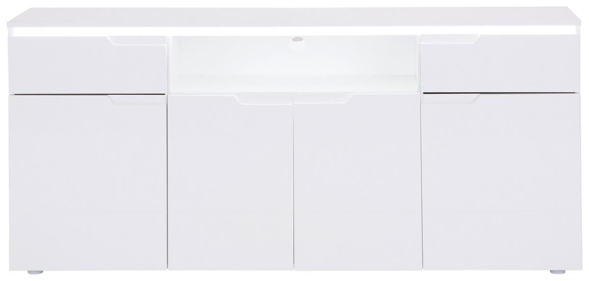 Komoda Hilton - bijela/bijela visoki sjaj, Moderno, drvni materijal/plastika (180/83,6/40cm) - Modern Living