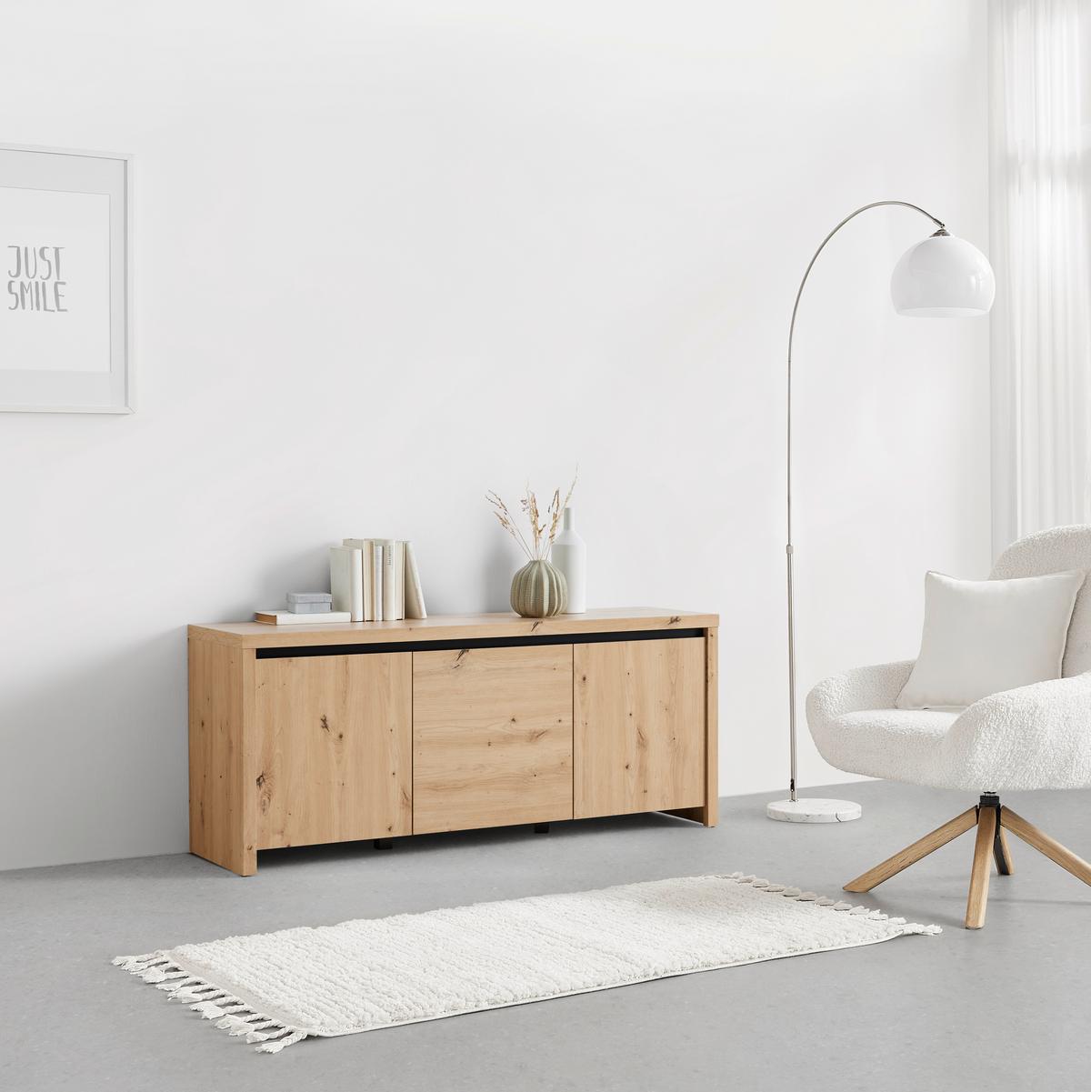 Nizka Omarica Larios B, Barva Hrasta - hrast artisan, Moderno, leseni material (143/61/40cm) - Mömax