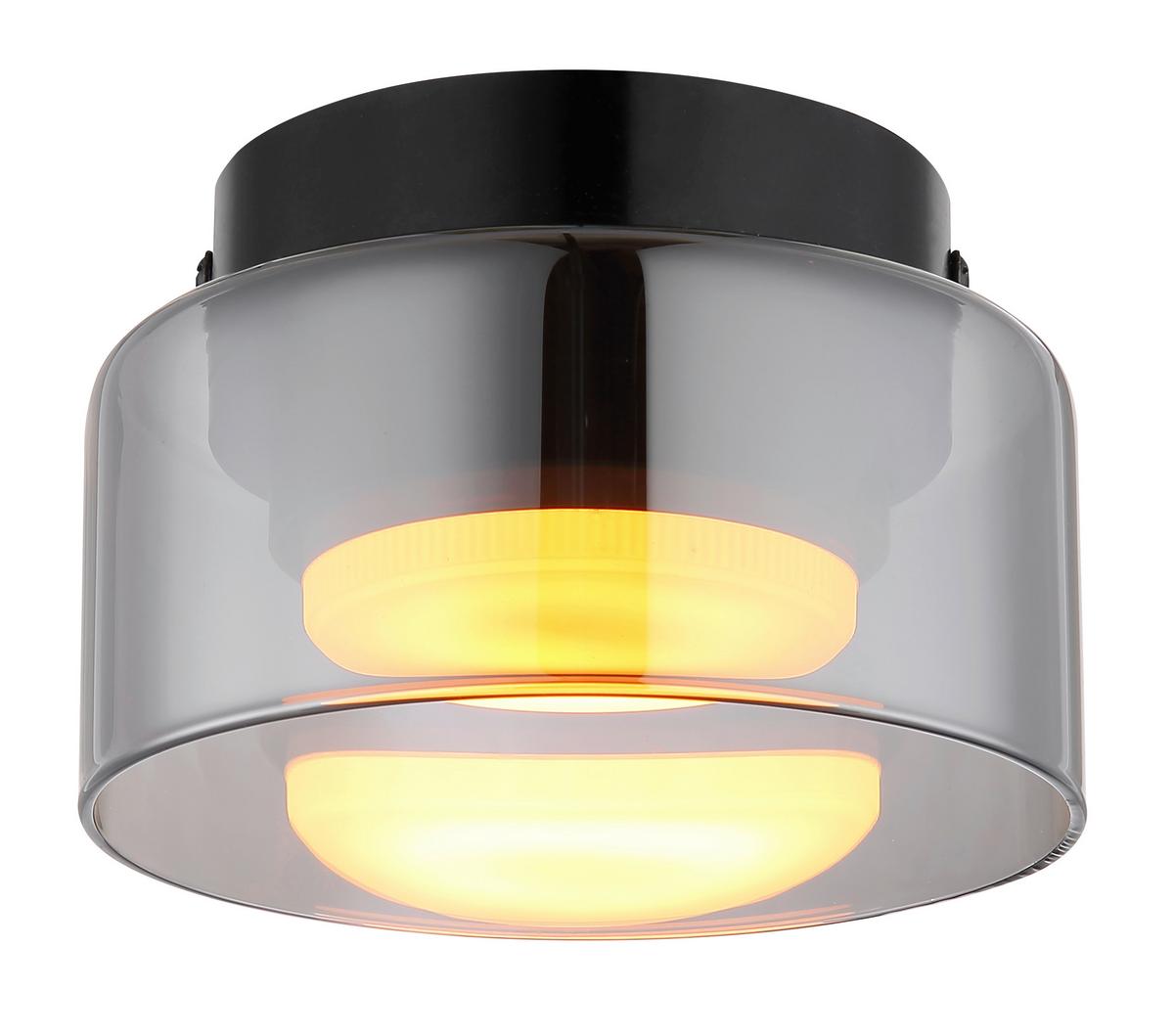 Led-deckenleuchte 16055ds Higgins - Schwarz/Grau, Design, Glas/Metall (13/8,5cm) - Globo