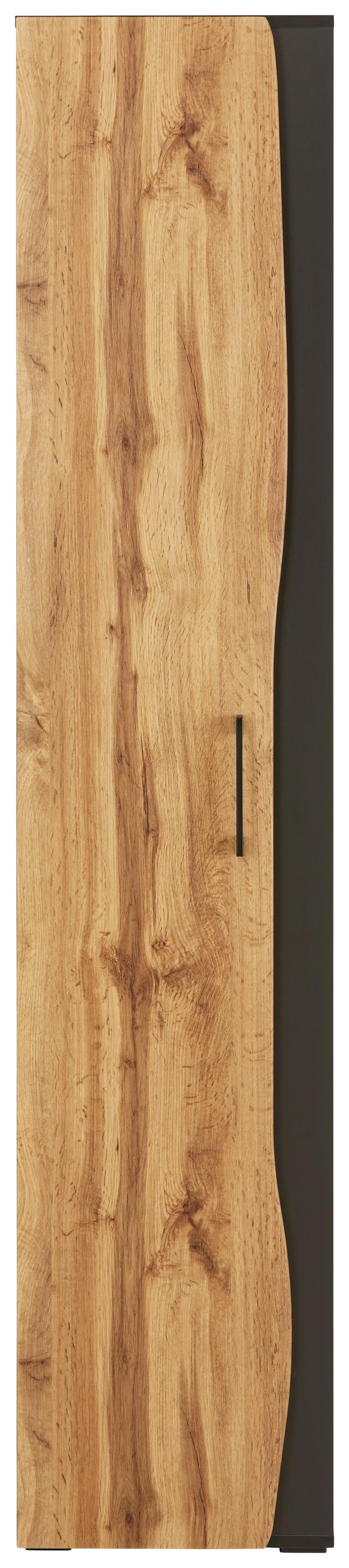 Hochschrank in Eichefarben/Grau - MODERN, Holzwerkstoff/Kunststoff (40/194/35cm) - Premium Living