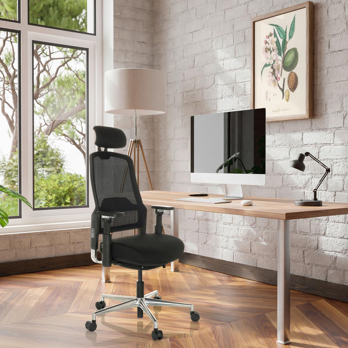 Drehstuhl Teraro AX Schwarz - Silberfarben/Schwarz, Basics, Kunststoff/Textil (65/111-126/61cm) - MID.YOU