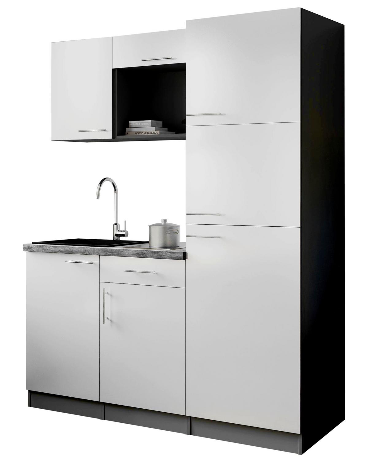 Küchenblock Oliver m. Geräten Weiß - Weiß/Grau, Trend, Holzwerkstoff/Metall (160cm) - Respekta