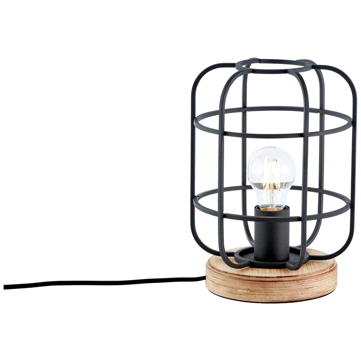 Tischleuchte Gwen Schwarz max. 40 Watt - Schwarz/Braun, Design, Holz/Metall (20/26,5cm) - Brilliant