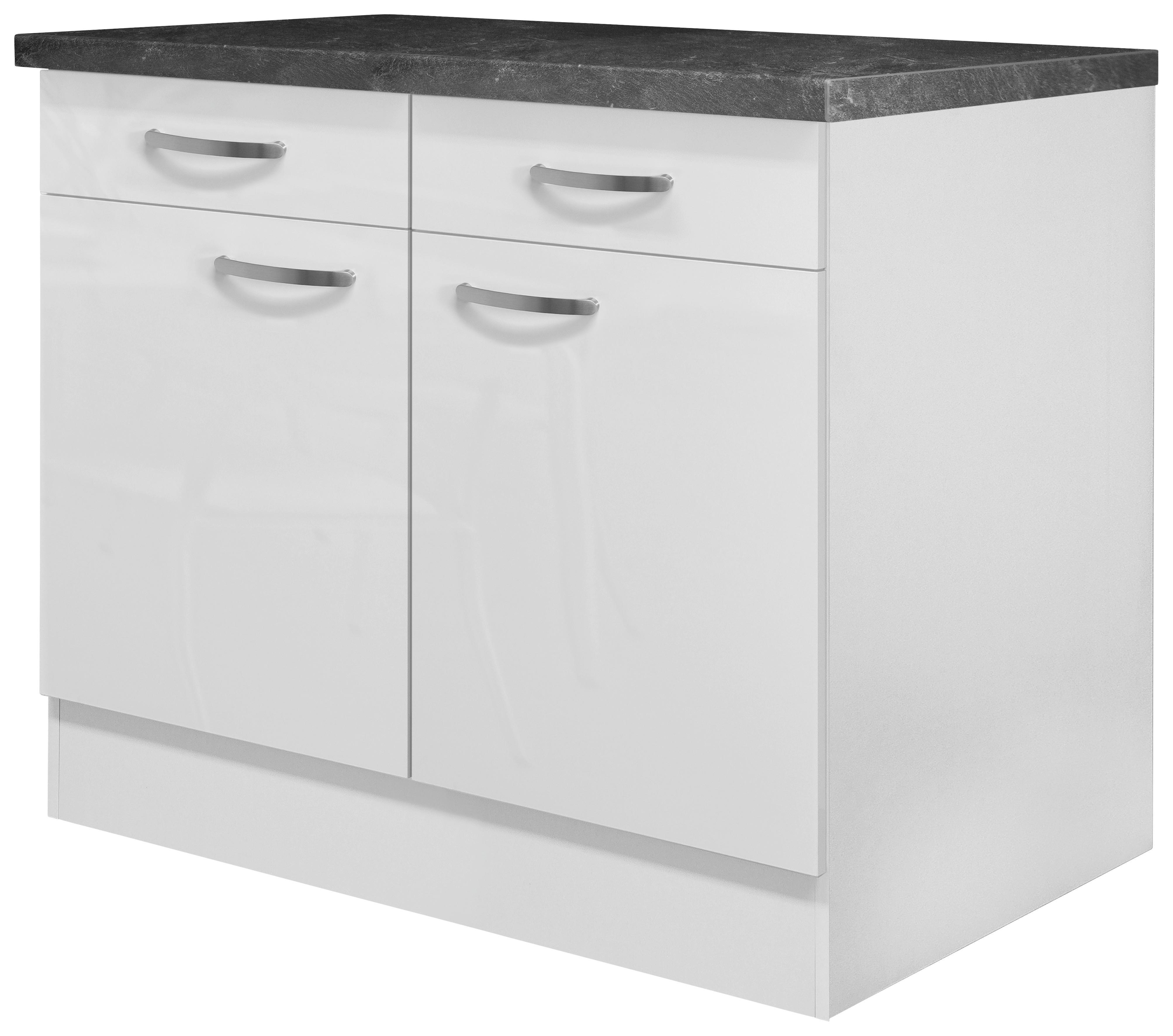 Kuhinjska Spodnja Omarica Alba, Bela, Š. 100 Cm - barve nerjavečega jekla/bela, Moderno, kovina/leseni material (100/86/60cm) - FlexWell