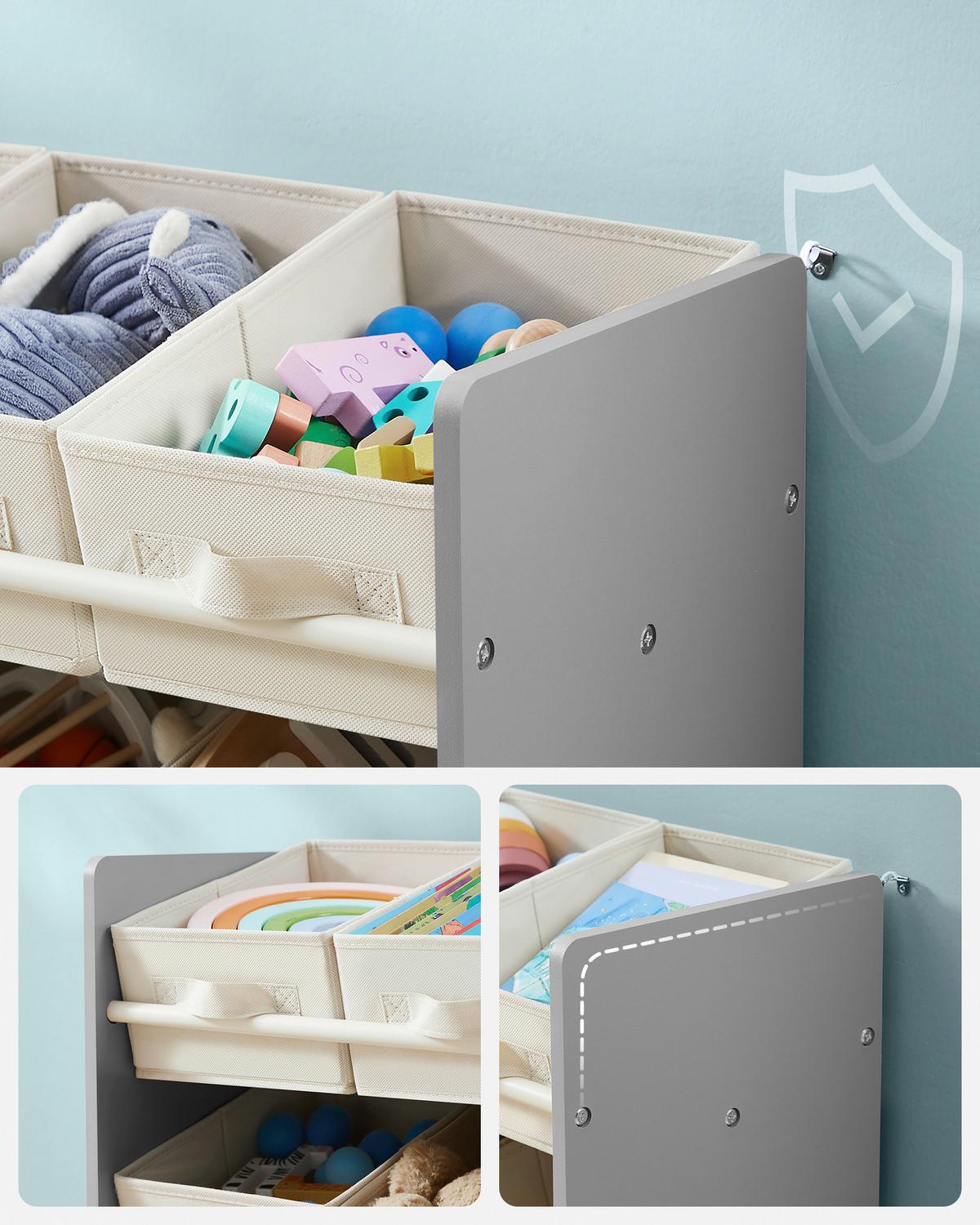 Kinderregal in Grau, Beige ca. 62,5x60x29,5 cm - Beige/Grau, MODERN, Holzwerkstoff/Textil (62,5/60/29,5cm) - MID.YOU