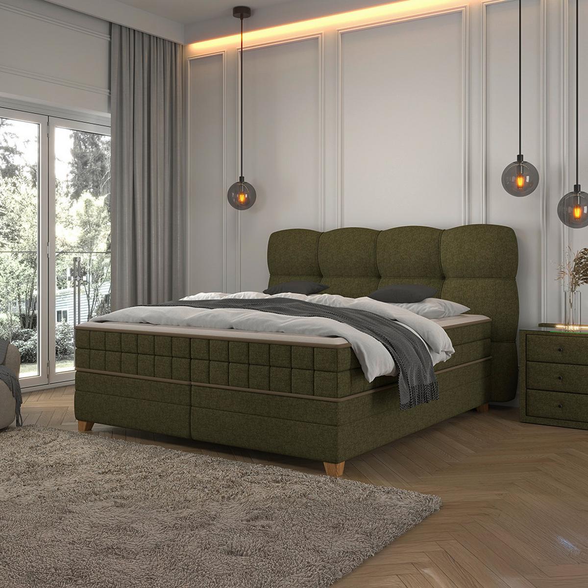 Boxspringbett Bianco Grün ca. 180x200cm - Grün, Konventionell, Holz/Holzwerkstoff (180/200cm) - Premium Living