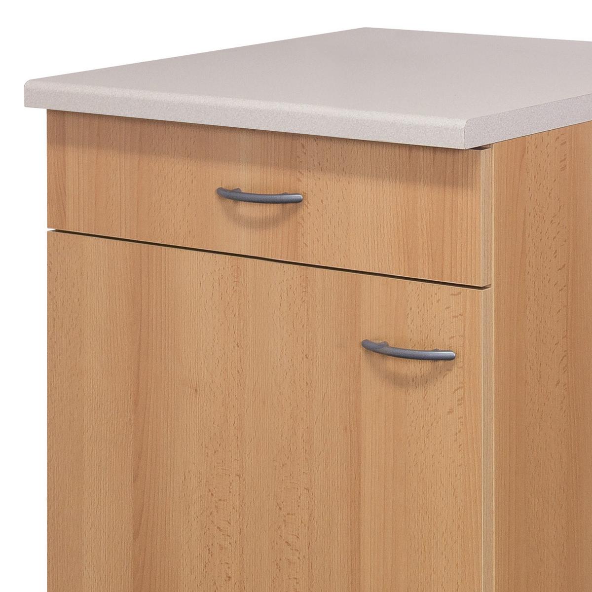 Küchenunterschrank "Nano" , Buche - Edelstahlfarben/Beige, MODERN, Holzwerkstoff/Kunststoff (60/85/57cm) - FlexWell