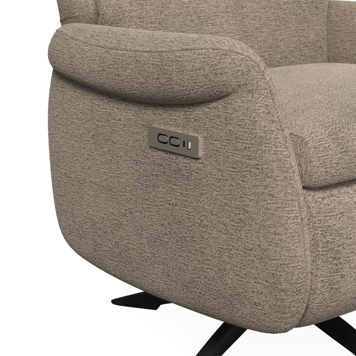 Elektrischer Relaxsessel Alice mir Liege- und Relaxfunktion - Schwarz/Braun, MODERN, Holz/Textil (76/110/90cm) - Bessagi Home