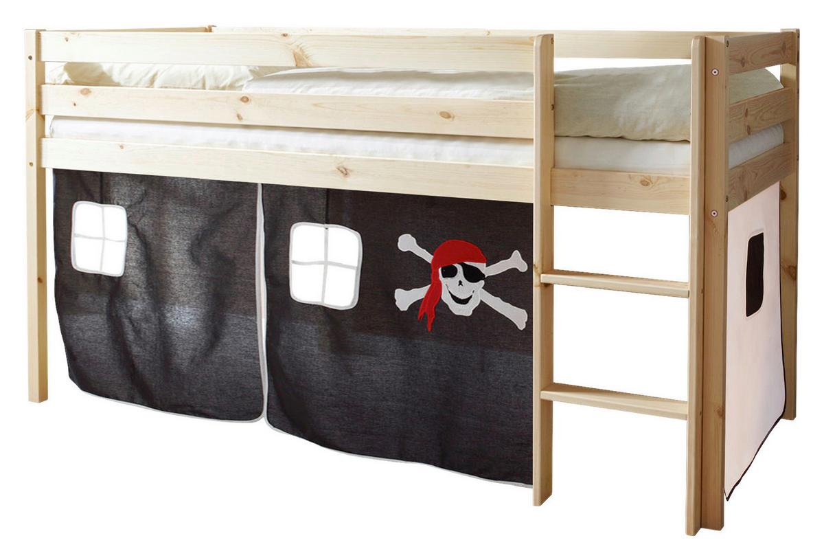 Spielbett Holz Malte ca. 90x200 cm Schwarz - Schwarz/Weiß, Natur, Holz (90/200cm) - MID.YOU