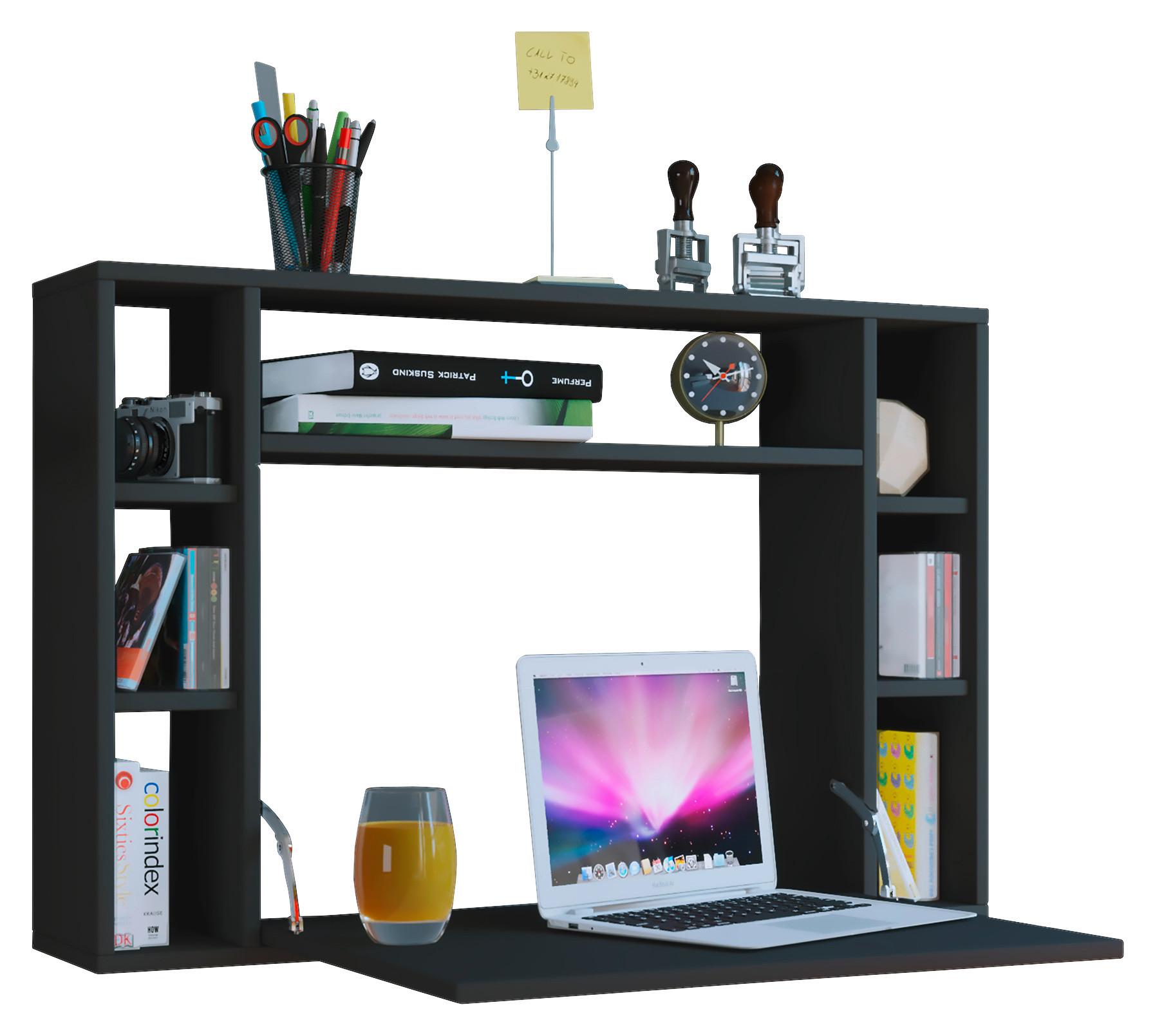 Laptoptisch Wandila Schwarz ca. 90x20x60cm - Schwarz, KONVENTIONELL, Holzwerkstoff (90/20/60cm) - MID.YOU