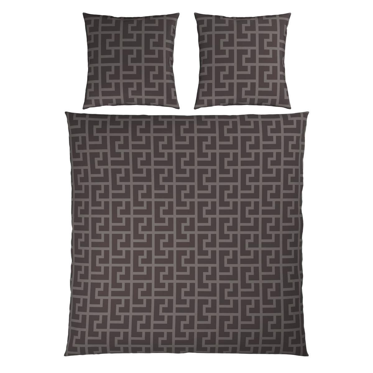 Bettwäsche Mäander XXL Graubraun ca. 200x200cm - Graubraun, ROMANTIK / LANDHAUS, Textil (200/200cm) - Mömax