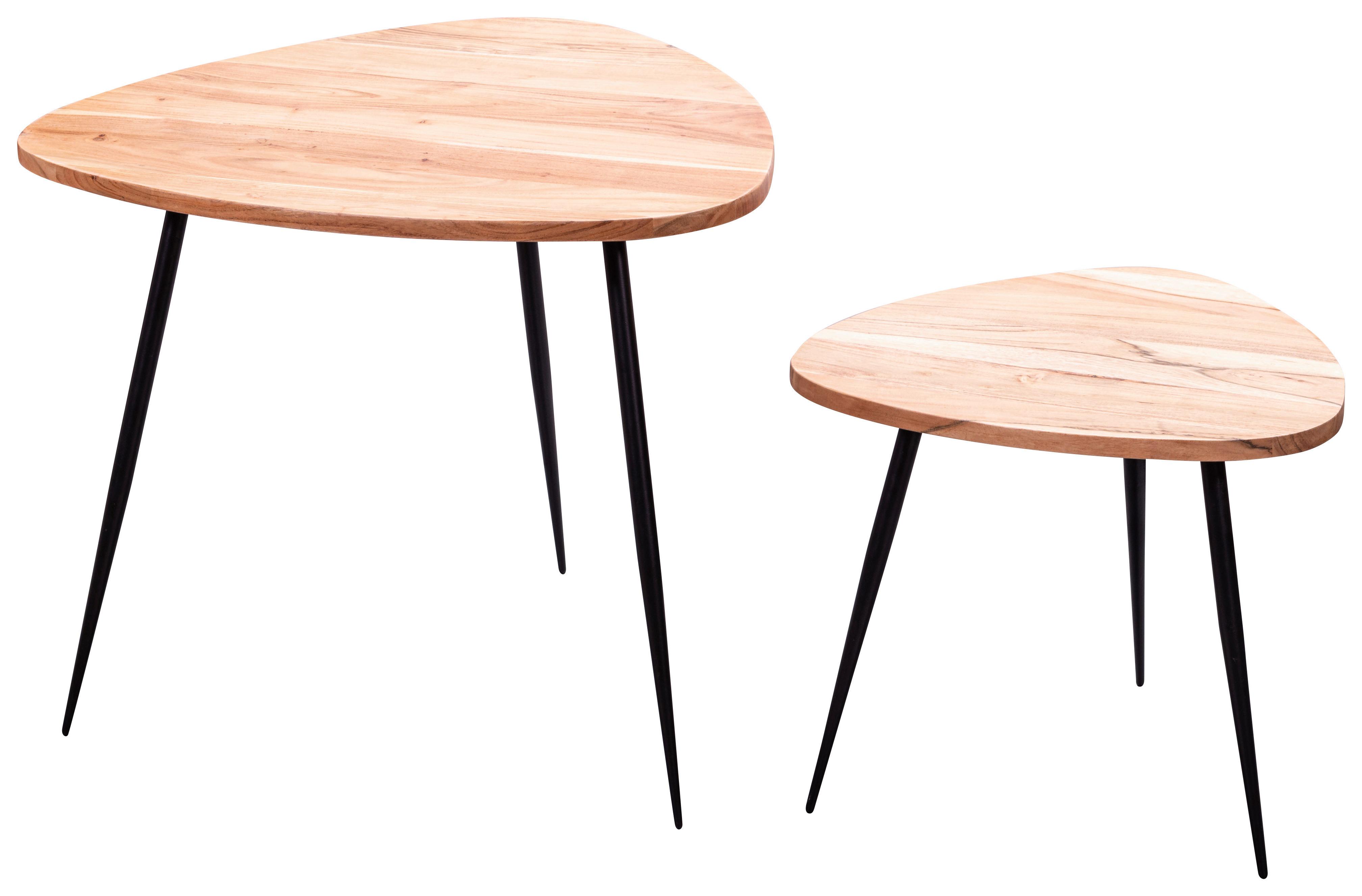 Set Miz Satztisch - črna/barve akacije, Moderno, kovina/les (60/60/51cm) - MID.YOU