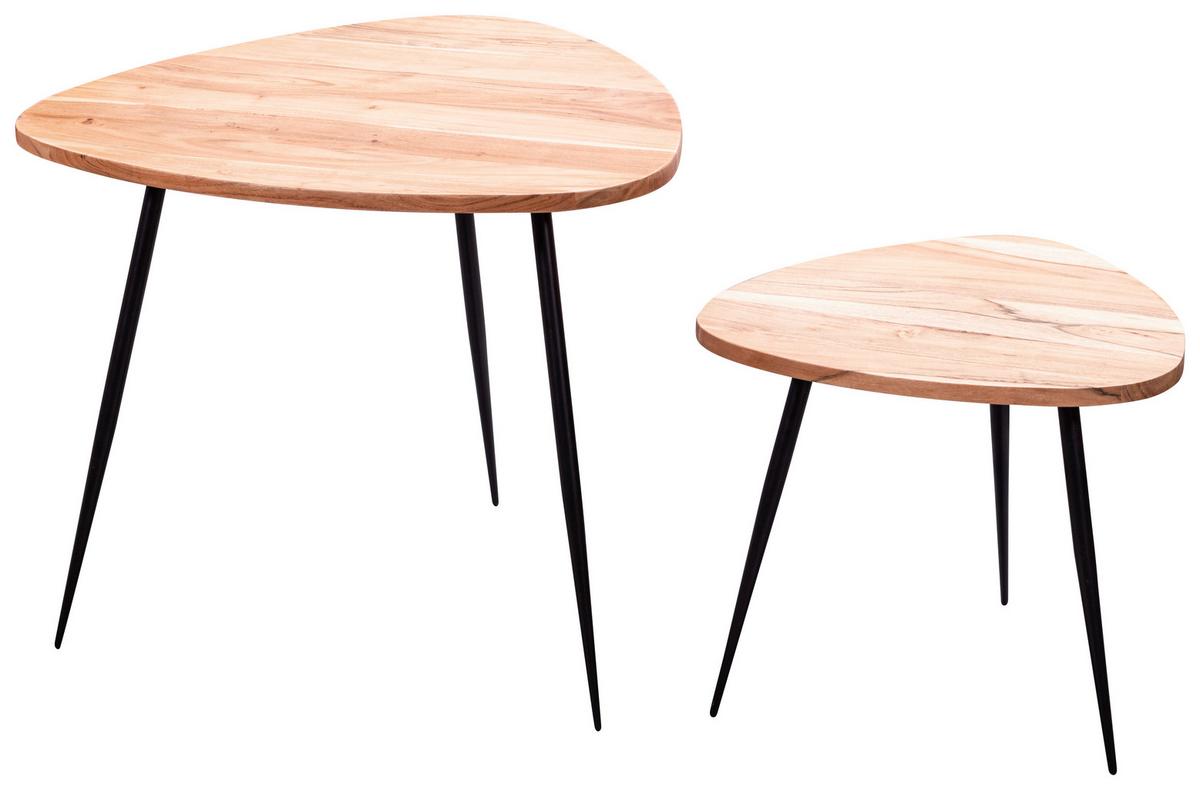 Set Miz Satztisch - črna/barve akacije, Moderno, kovina/les (60/60/51cm) - MID.YOU