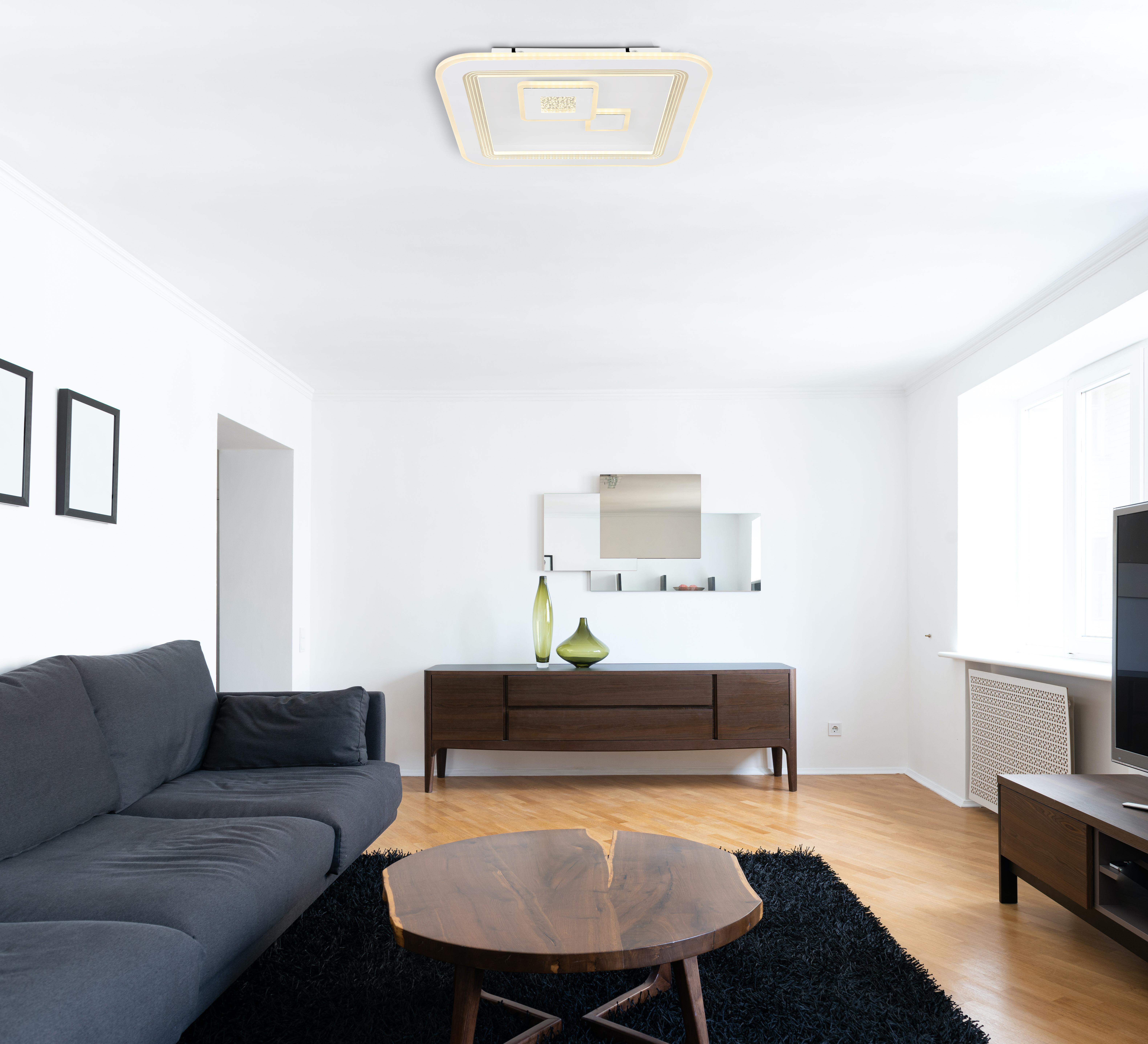 LED-Deckenleuchte Valeria in Opal/Weiß max. 40 Watt - Klar/Opal, Design, Kunststoff/Metall (46,6/46,6/7,4cm) - Globo