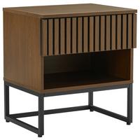 SZAFKA NOCNA BUENO - kolor ciemnego dębu/czarny, Modern, materiał drewnopochodny/metal (50/55/40cm) - Xora