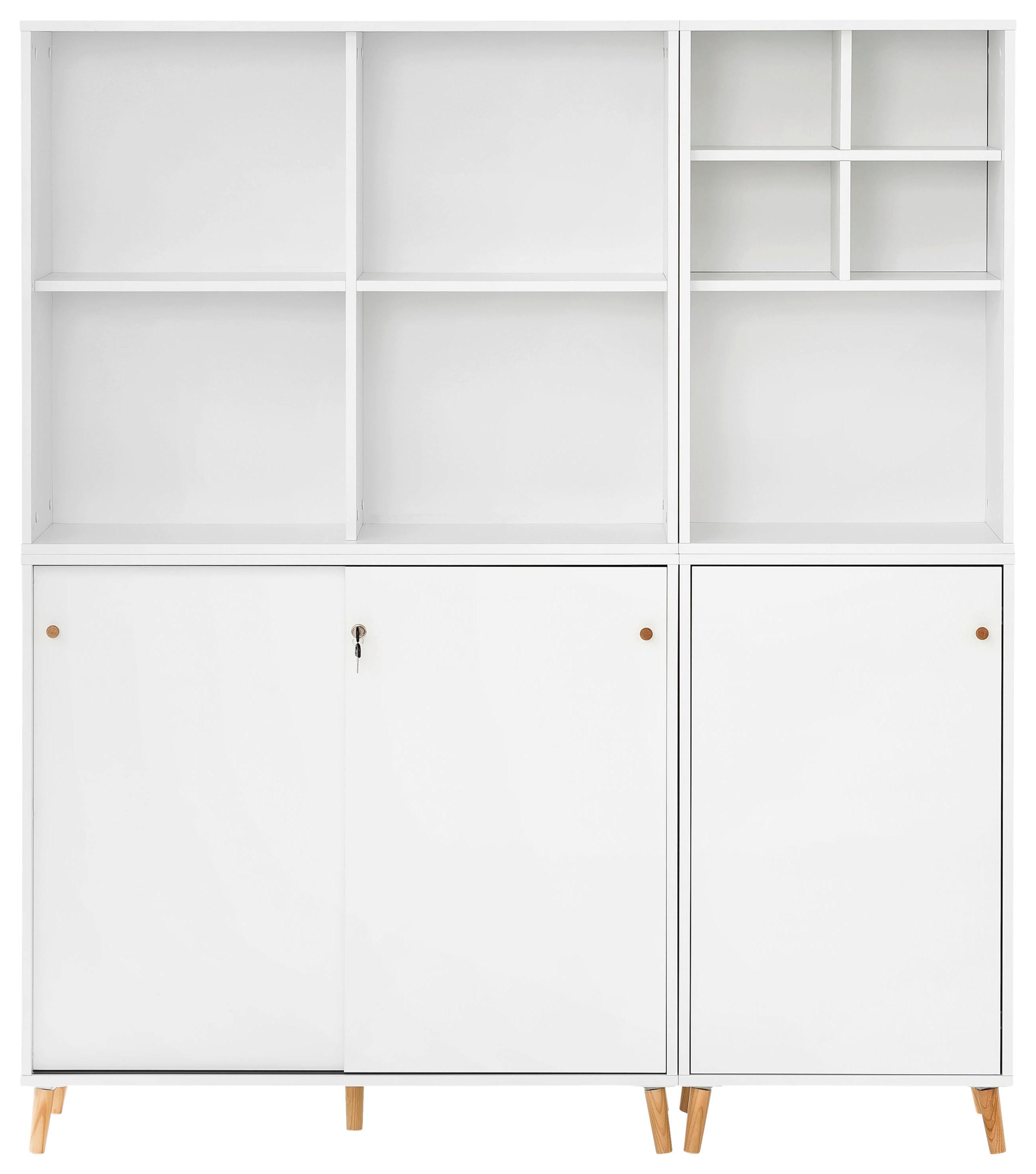 Aktenschrank Set US1000 Weiß ca. 101,05x174,2x41cm - Weiß, MODERN, Holzwerkstoff (101,05/174,2/41cm) - MID.YOU