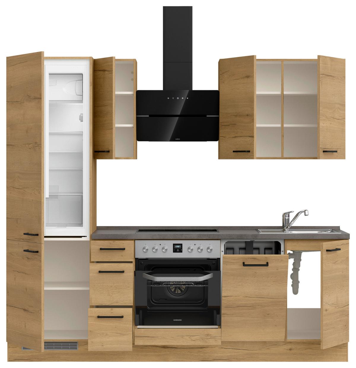 Küchenleerblock Structura High o. Geräte Eiche - Schieferfarben/Eichefarben, MODERN, Holzwerkstoff/Metall (240cm) - Nobilia