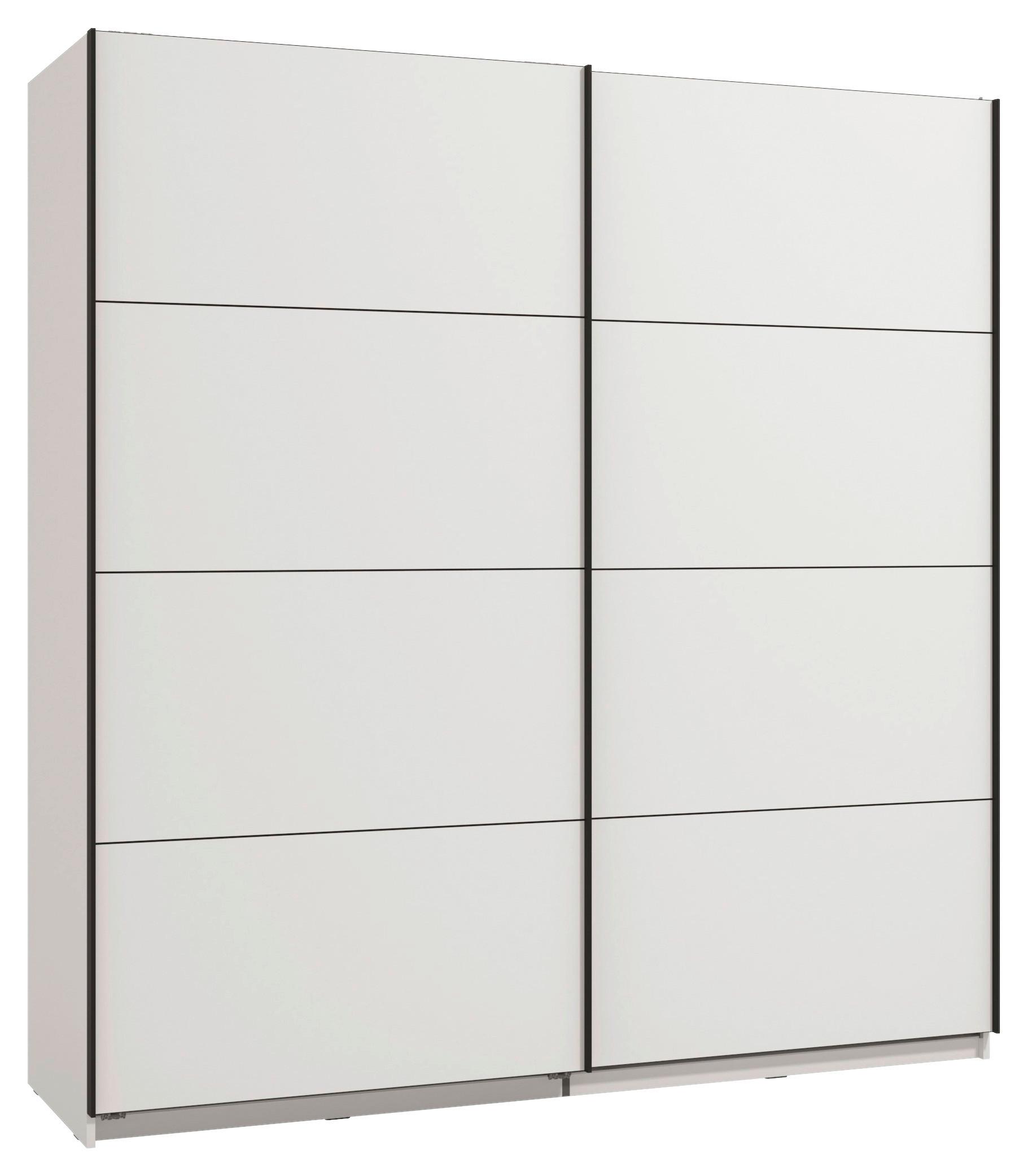 Schwebetürenschrank Gard 200 in Weiss - Weiss/Schwarz, Konventionell, Holzwerkstoff/Metall (195/217/61cm) - Mömax