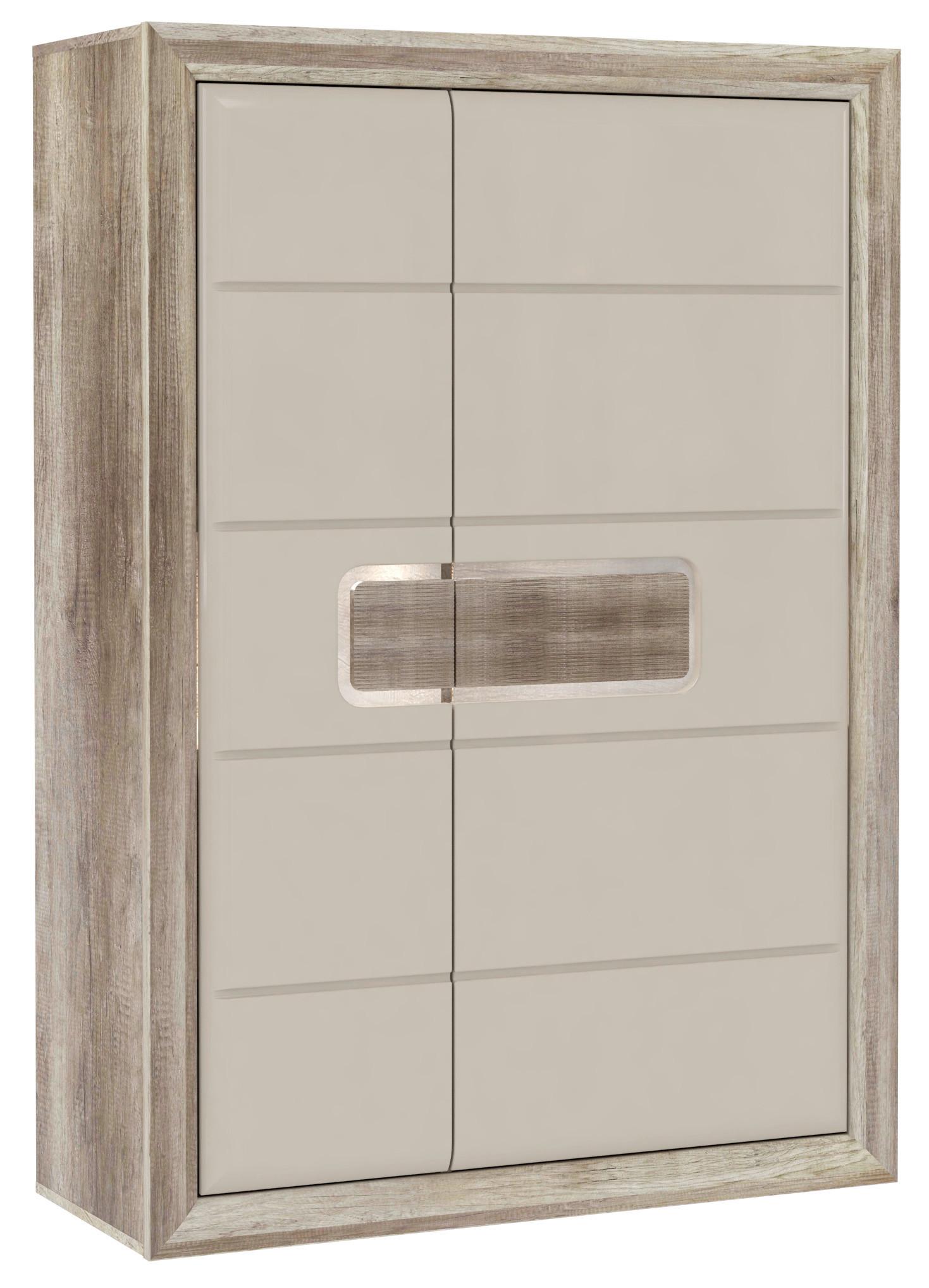 Dulap Tiziano - bej/culoare lemn stejar, Modern, plastic/sticlă (108,8/155,4/43,5cm) - Modern Living