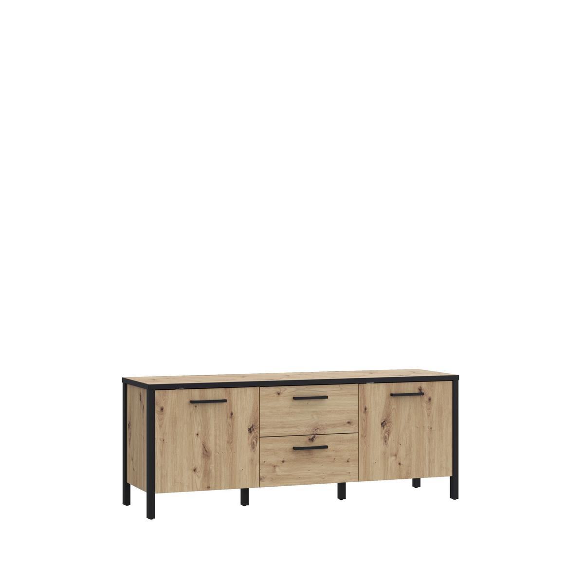 Tv Komoda Kirikus - hrast Artisan/crna, Lifestyle, drvni materijal (139,8/54,3/40,2cm) - Modern Living