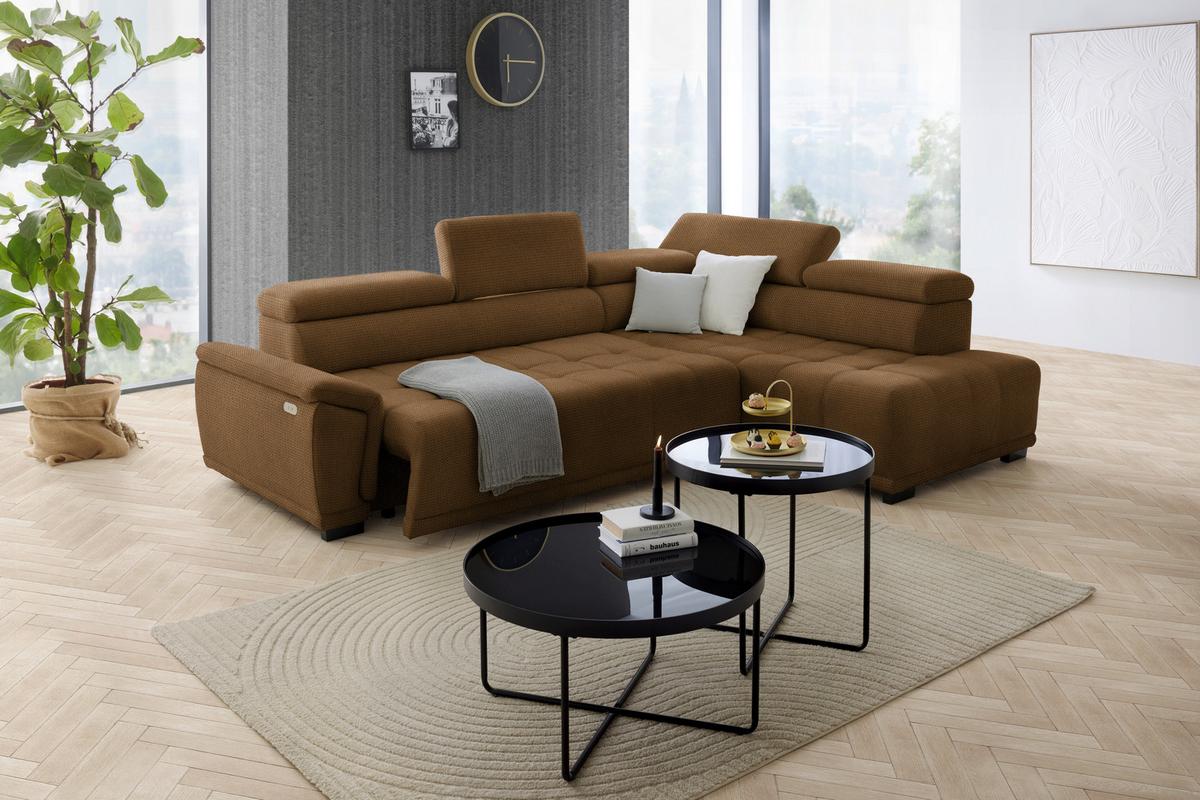 Kutna Garnitura Gremio - boje hrđe/crna, Moderno, tekstil/plastika (283/206cm) - Modern Living