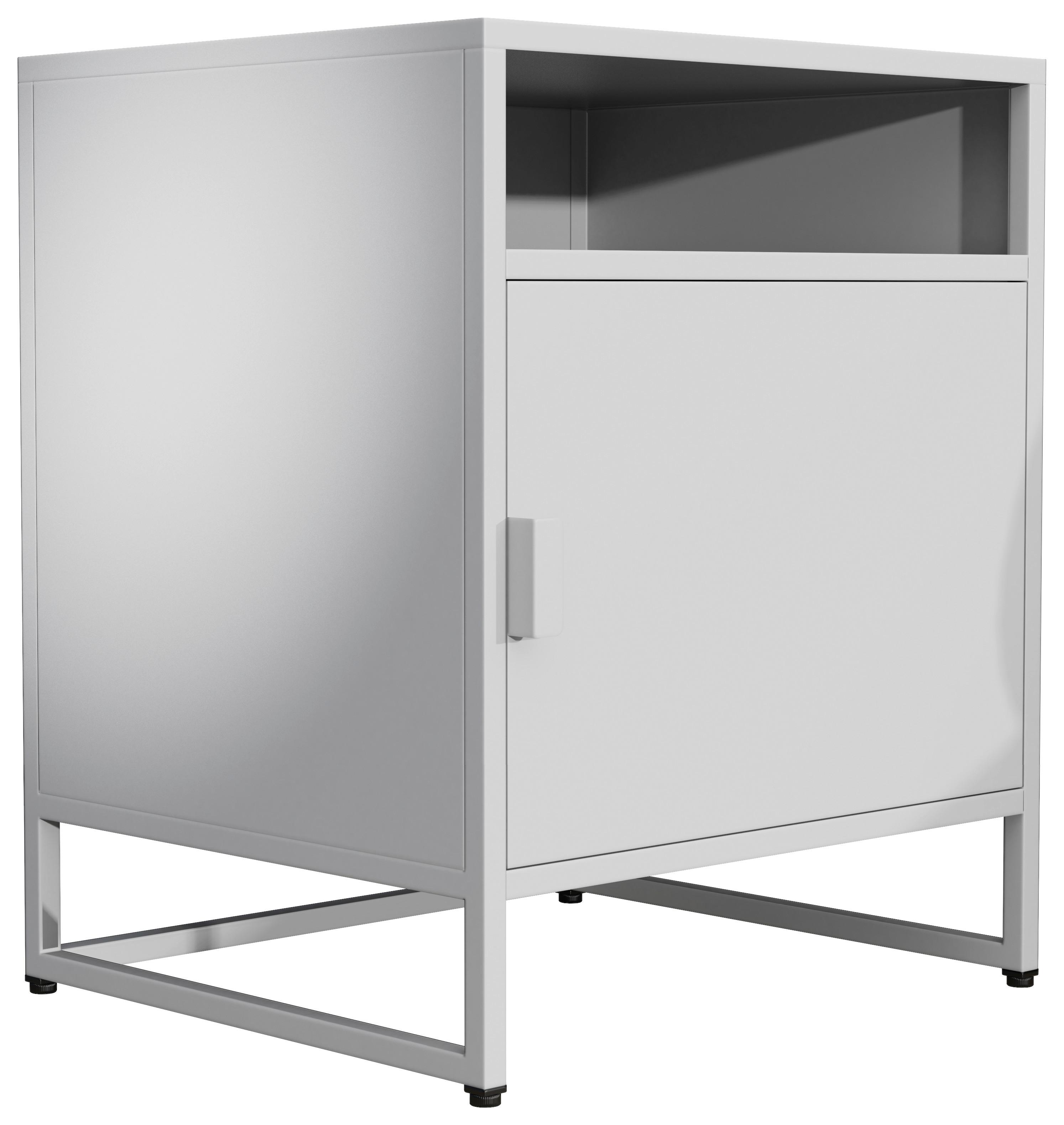 Nočna Omarica Flokas L, Bela - črna/bela, Moderno, umetna masa/leseni material (45/55/40cm) - MID.YOU