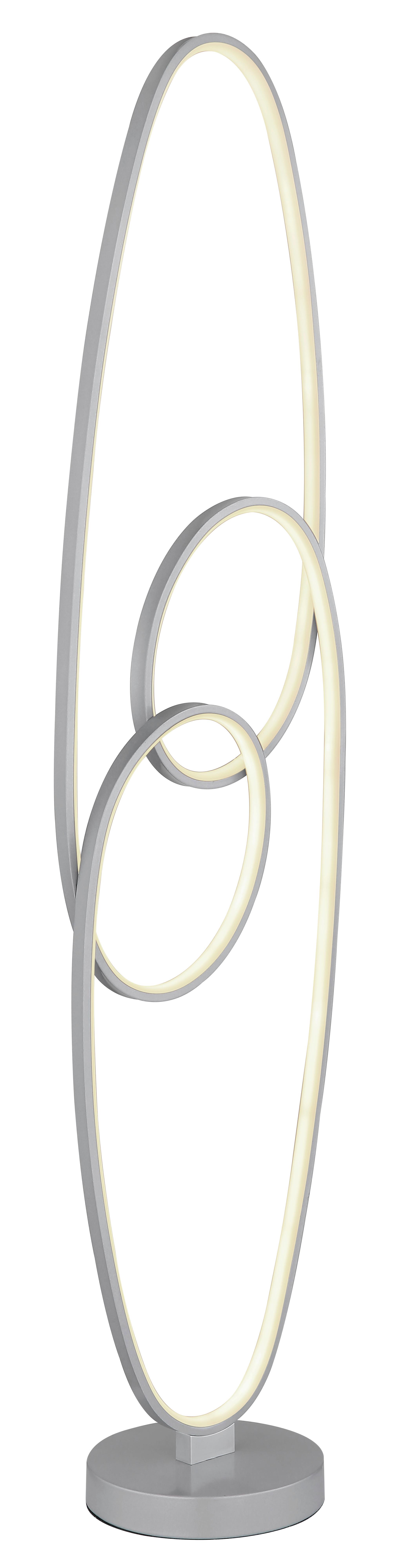 LED-Stehleuchte Spira Opal/Silberfarben max. 39 Watt - Transparent/Silberfarben, Design, Kunststoff/Metall (29/20/122cm) - Globo