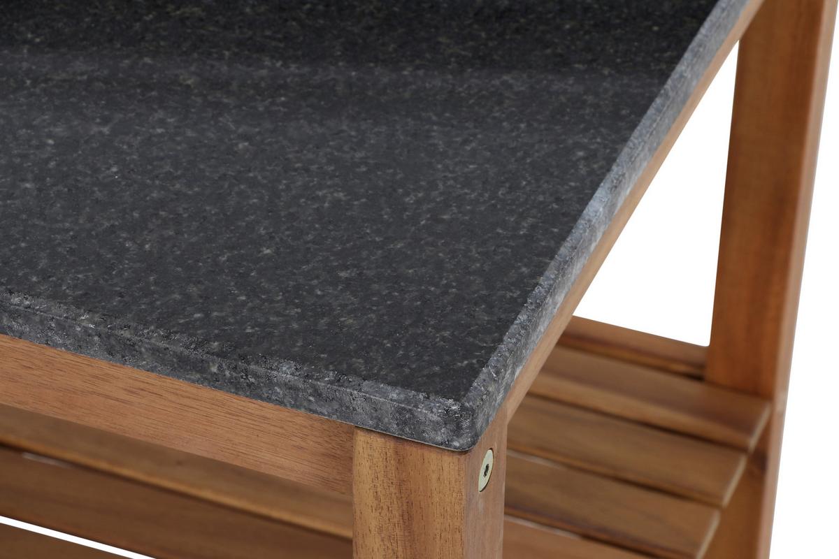 OUTDOORKÜCHE L19598 - Schwarz/Akaziefarben, MODERN, Holz/Stein (75/87/52cm) - Siena Garden