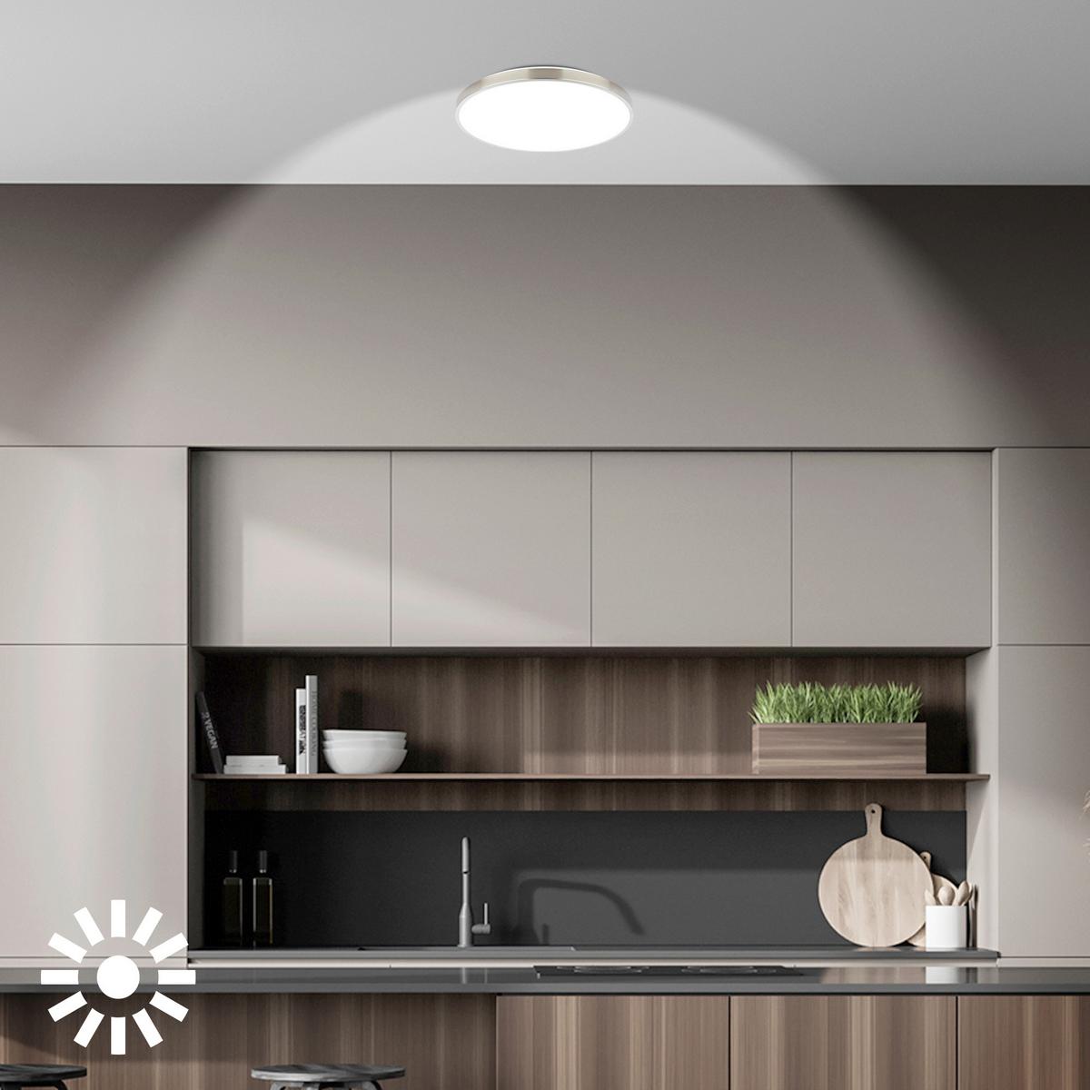 LAMPA SUFITOWA LED 3936012 KAIDA - kolor niklowy, Basics, tworzywo sztuczne/metal (38/6.5cm)