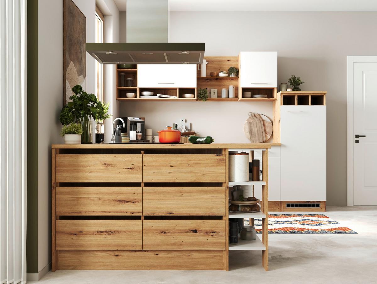 Kotna Kuhinja Z Aparati Hilde, 280x172cm - bela/barve aluminija, Design, kovina/leseni material (280/172cm) - Respekta