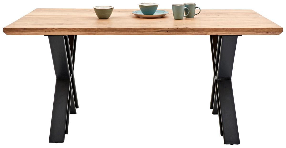 Esstisch aus Akazie massiv - Schwarz/Naturfarben, Lifestyle, Holz (160/90/76cm) - Zandiara