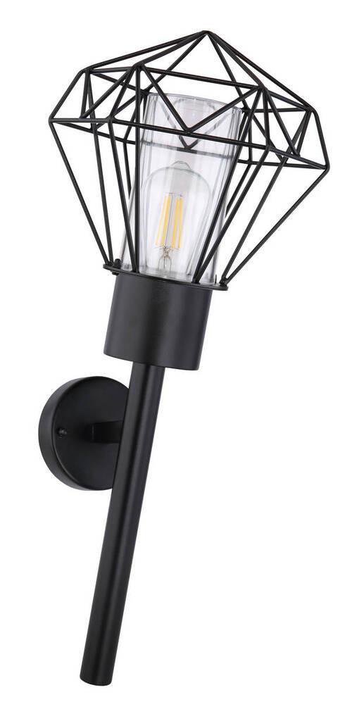 Außenleuchte Horace in Schwarz max. 15 Watt - Klar/Schwarz, Basics, Kunststoff/Metall (22,5/28,5/28,5cm) - Globo