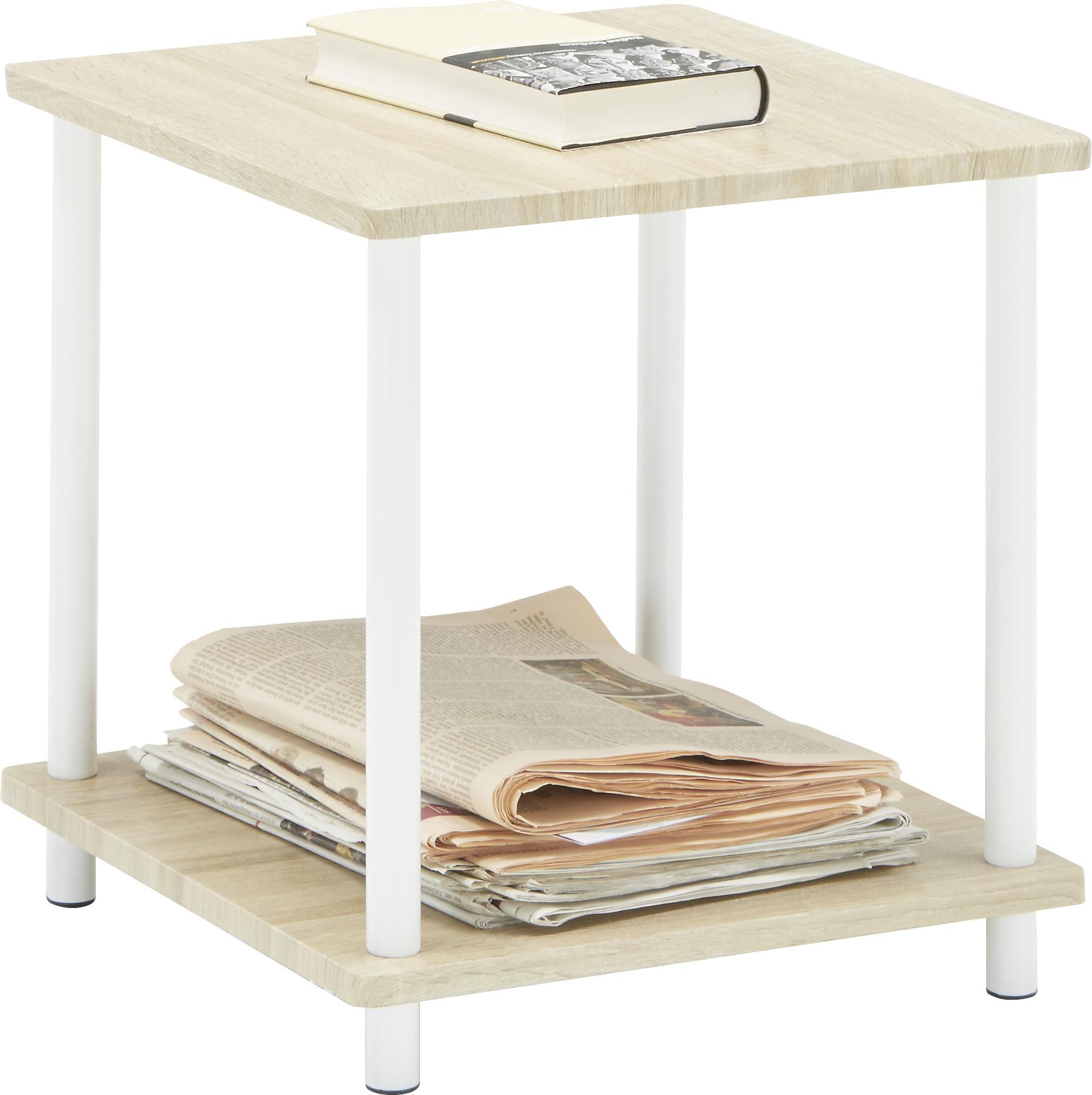 Moa Beistelltisch Aus Stahl, Weiß, 46.8 X 46.8 X 50.2 Cm – Rostgeschützt, Leicht & Vielseitig