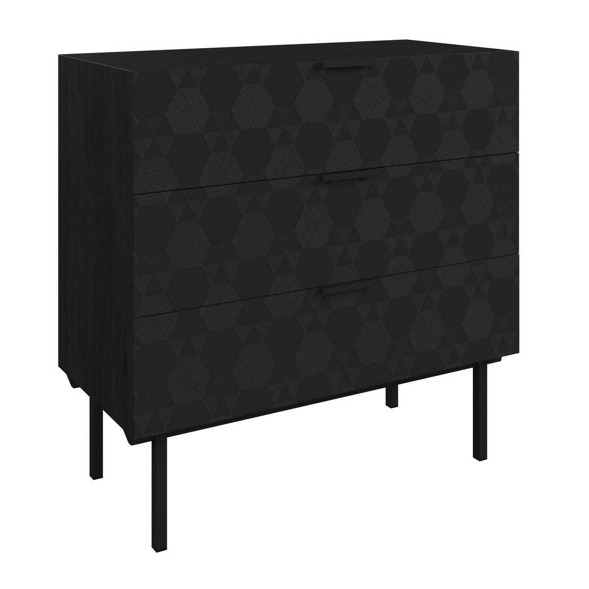 Kommode Roma ca. 85x80 cm MDF Schwarz - Schwarz, MODERN, Holz/Metall (85/80/40cm) - Bessagi Home