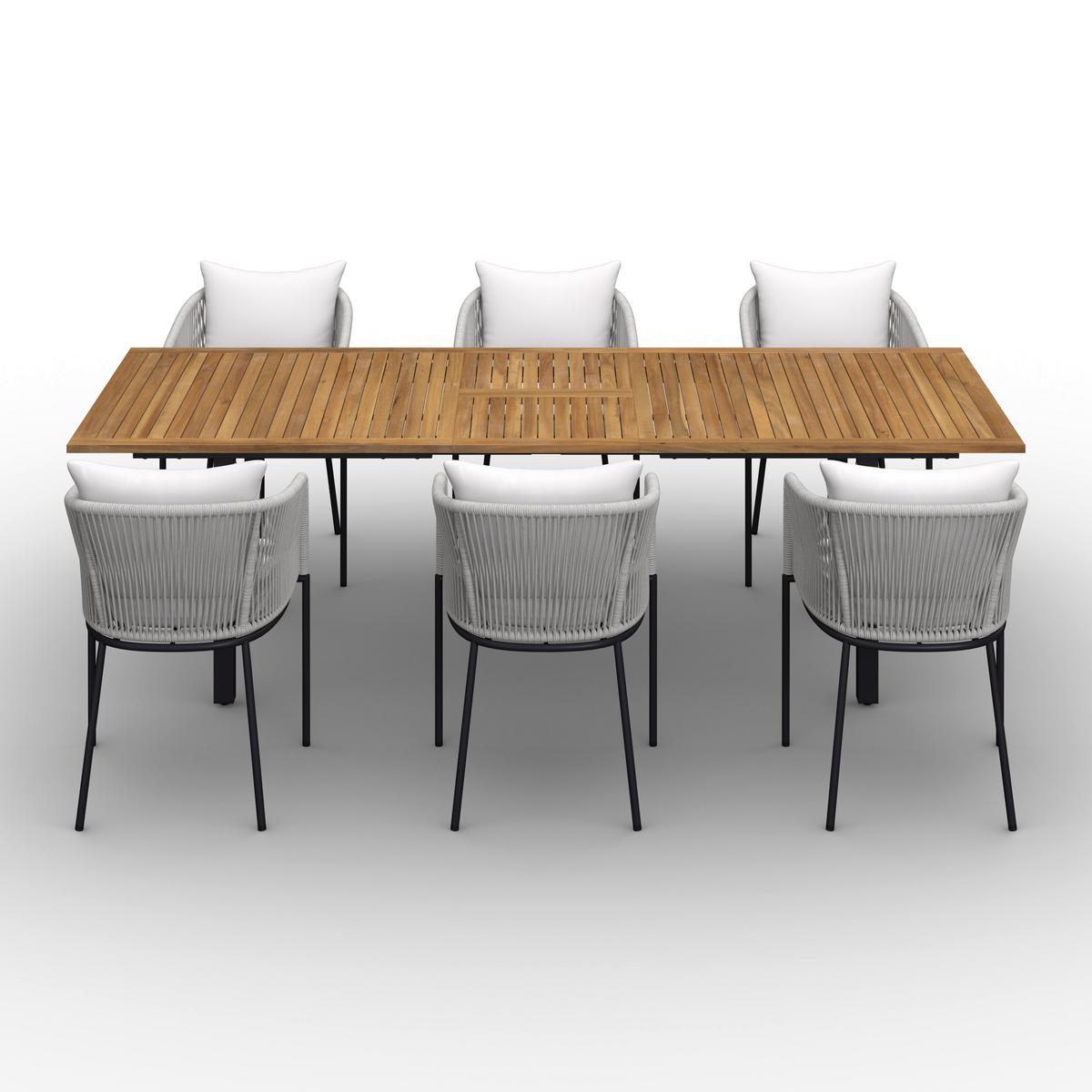 Gartengarnitur Giovanna Creme Holz/Metall/Textil - Creme/Grau, MODERN, Holz/Kunststoff - Bessagi Garden