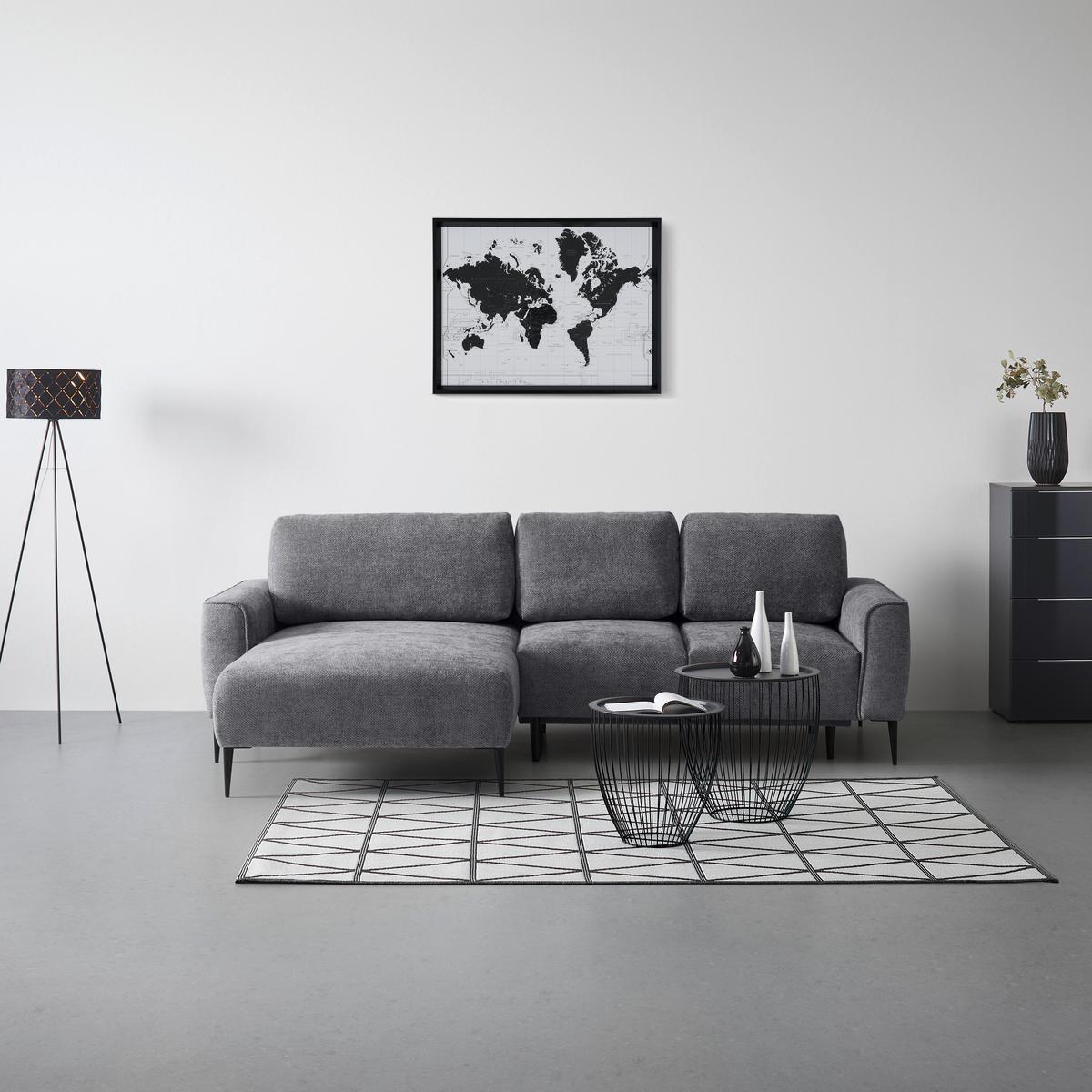 Ecksofa Custom Anthrazit - Anthrazit/Schwarz, MODERN, Textil/Metall (164/85/255cm) - Mömax
