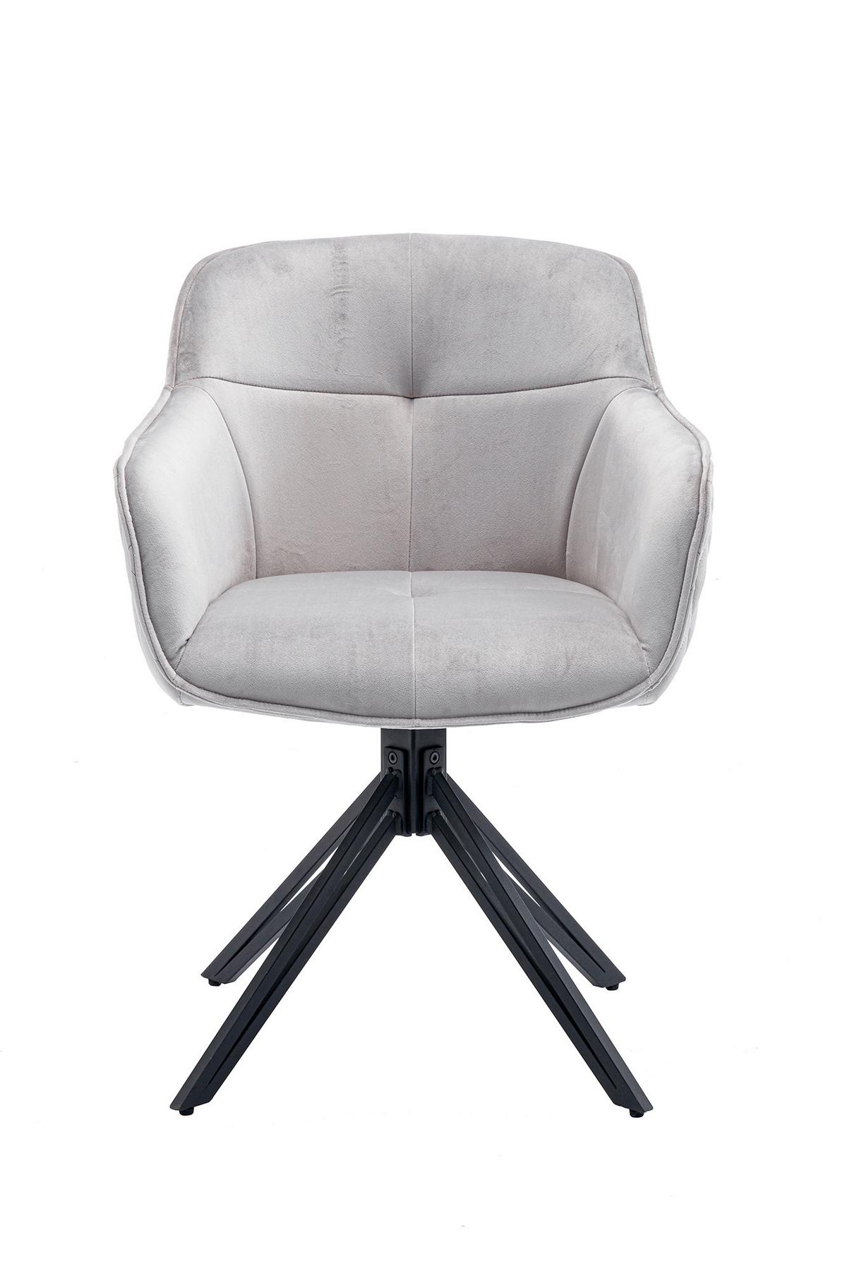 Naslanjač Samt, Svetlo Siva, Vrtljiv - črna/svetlo siva, Moderno, kovina/tekstil (59/83/60cm) - MID.YOU