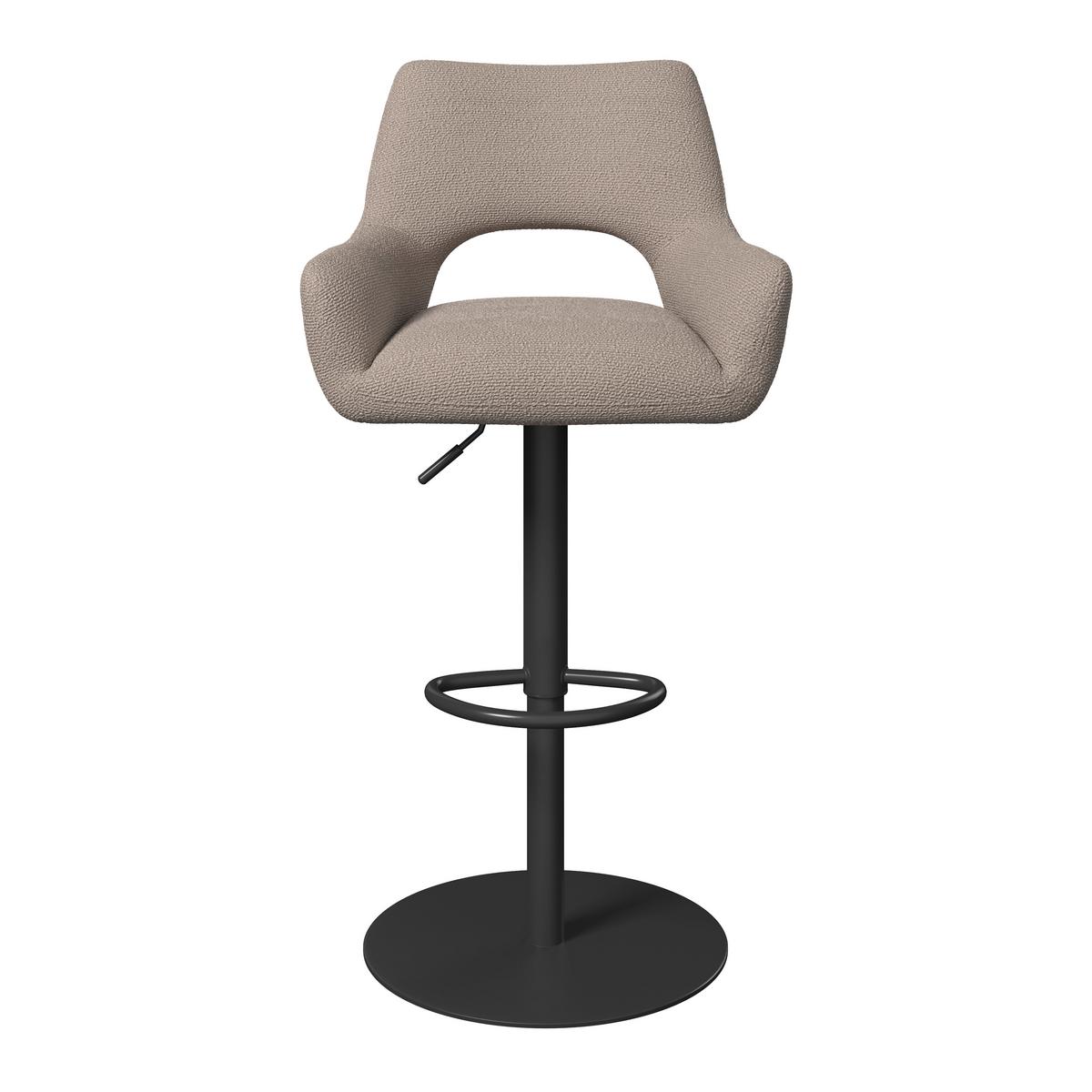 Barhocker Tami Creme Struktur Gepolstert - Creme/Schwarz, MODERN, Holz/Textil (46/82-102/51cm) - Bessagi Home