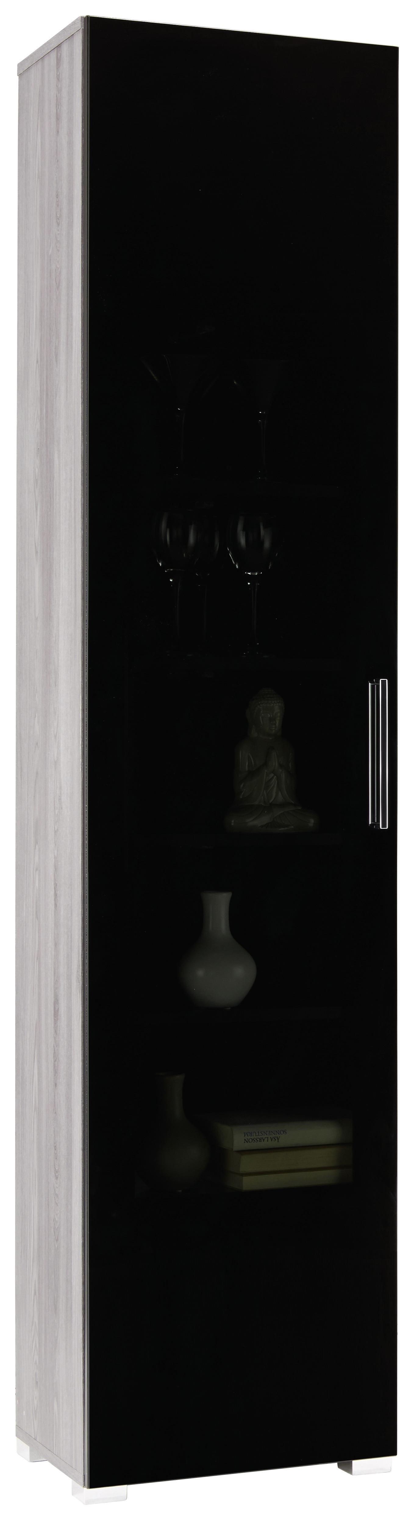 Vitrine in Lärchefarben - Chromfarben/Silberfarben, MODERN, Holzwerkstoff/Kunststoff (45/199/35cm) - Premium Living