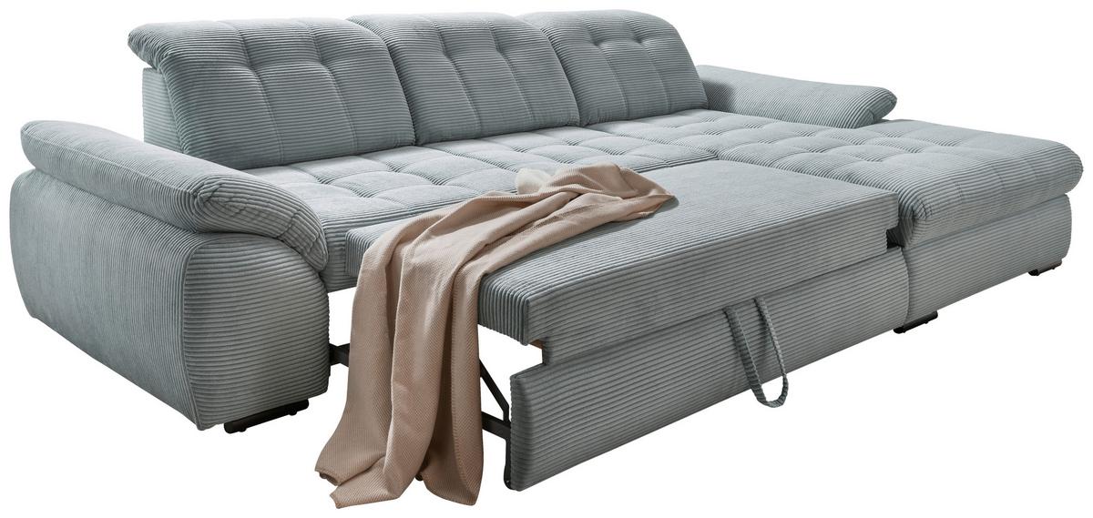 Ecksofa mit Bettkasten Rigatti ca. 314x184 cm Hellblau - Schwarz/Hellblau, MODERN, Textil/Metall (314/184cm) - Livetastic