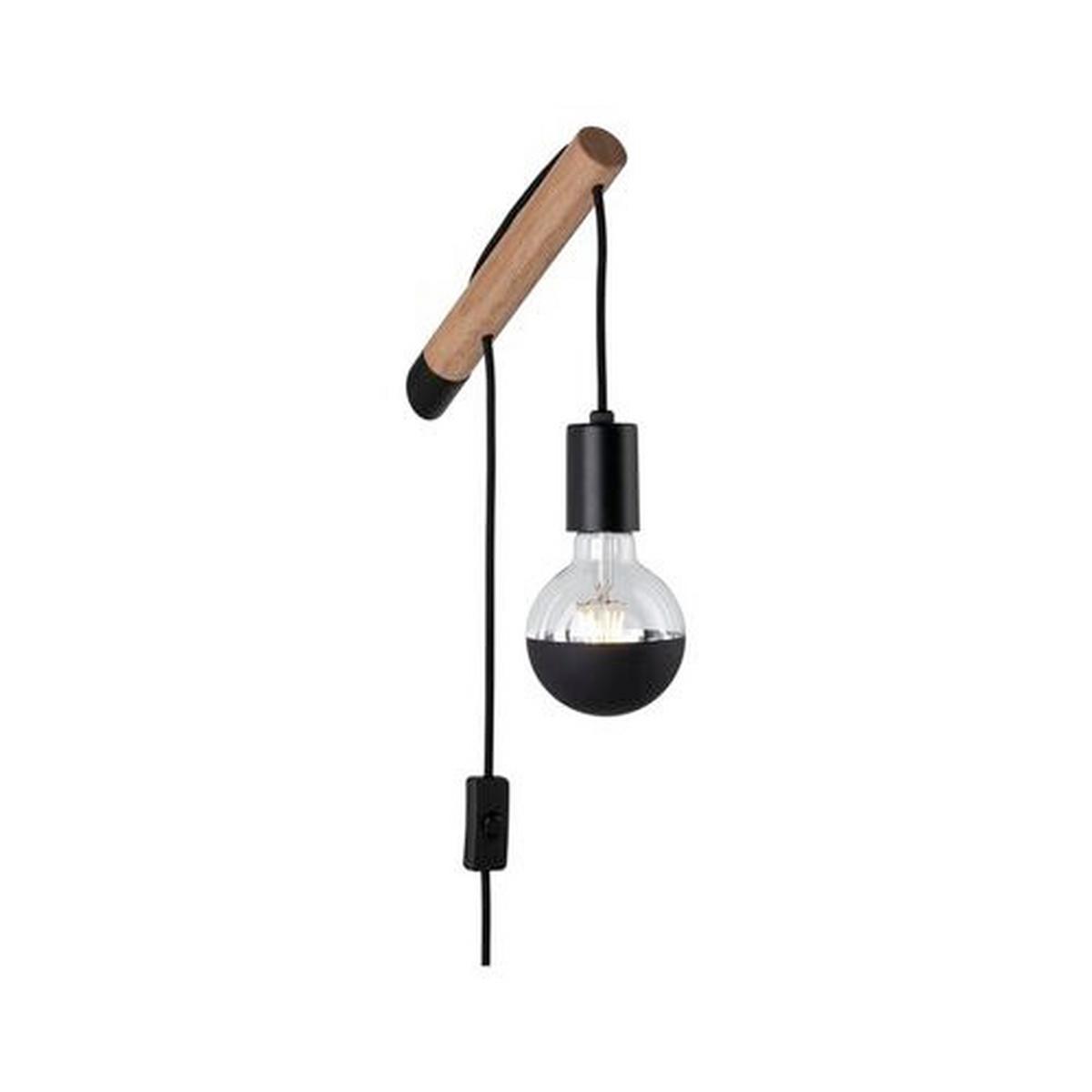 Wandleuchte Kian in Schwarz max. 40 Watt - Schwarz, LIFESTYLE, Holz/Metall (4,5/18,0cm) - Paulmann