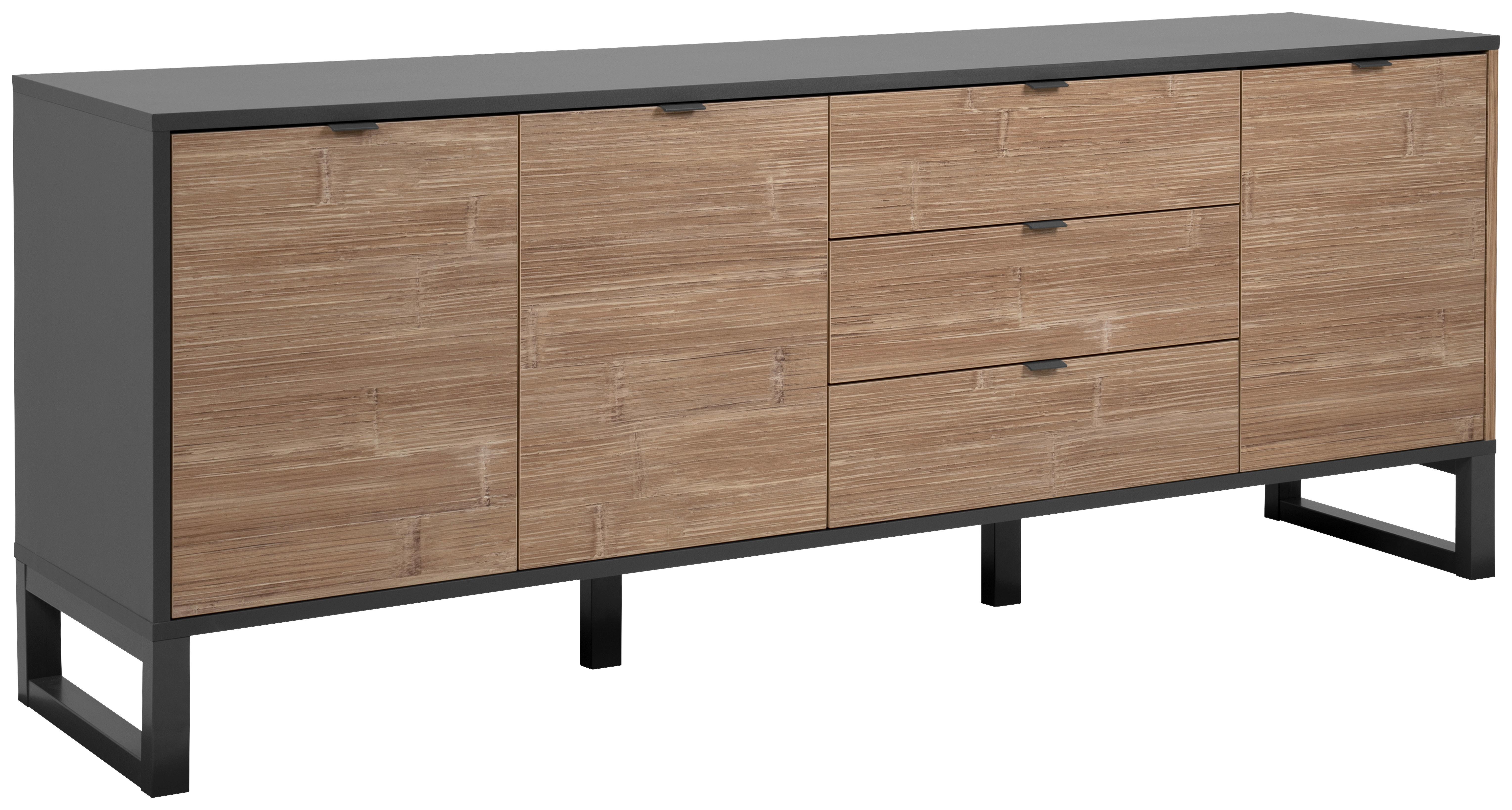 KOMODA NISKA SUMATRA - antracytowy/kolor naturalny, Konventionell, materiał drewnopochodny/tworzywo sztuczne (175/70/40cm) - Carryhome